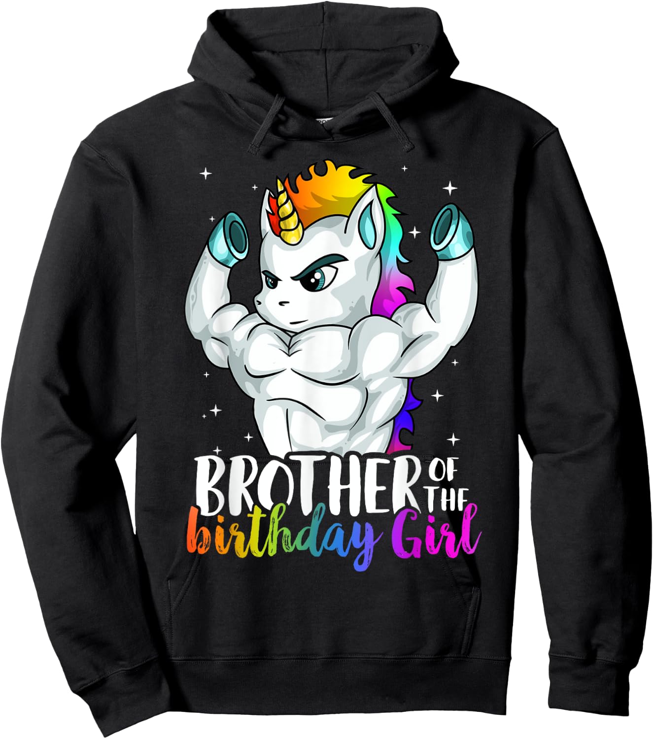 Brother of Birthday Girl Unicorn Boys Son Grandkid Nephew Hoodie - Hoodie | Black