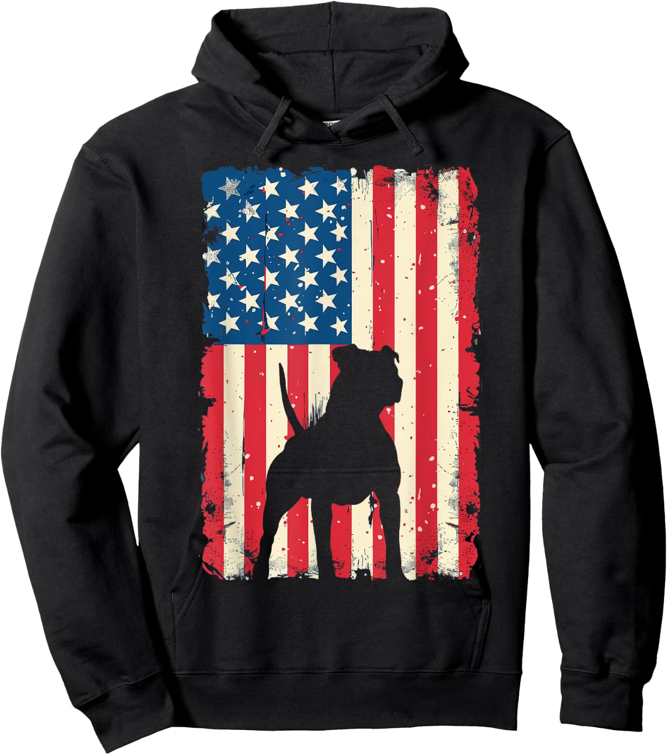Patriotic Pitbull Dog Lover 4th of July USA American Flag Women Kids Hoodie - Hoodie | Black