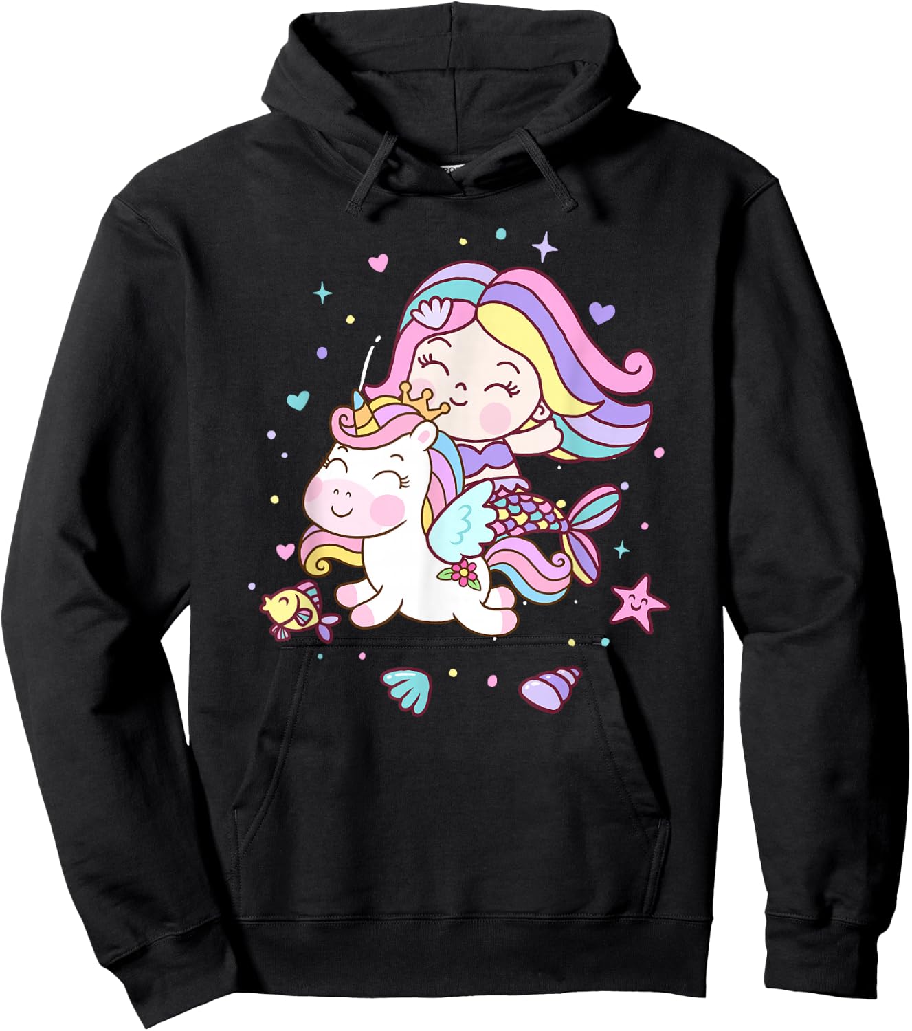 Unicorn kisses Mermaid wishes | Birthday Girl Hoodie - Hoodie | Black