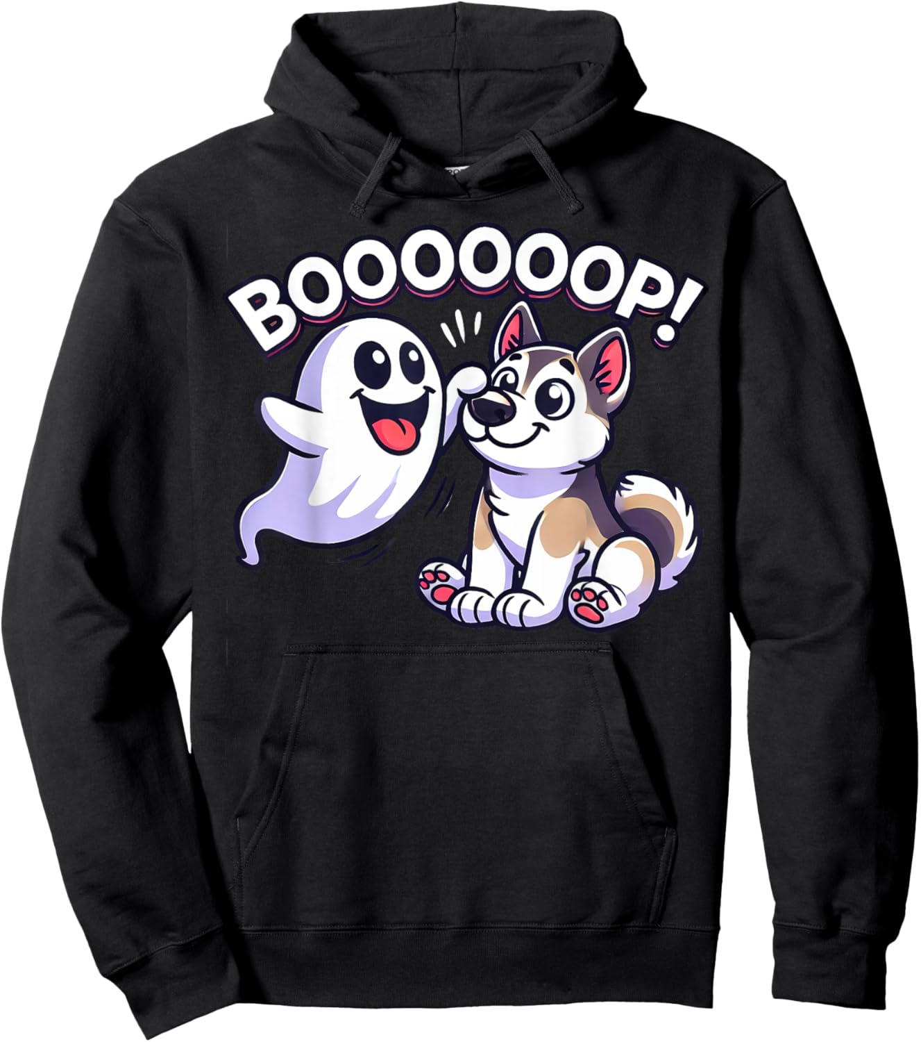 Funny Halloween Ghost Husky Dog Boop Silly Puppy Humor Hoodie - Hoodie | Black