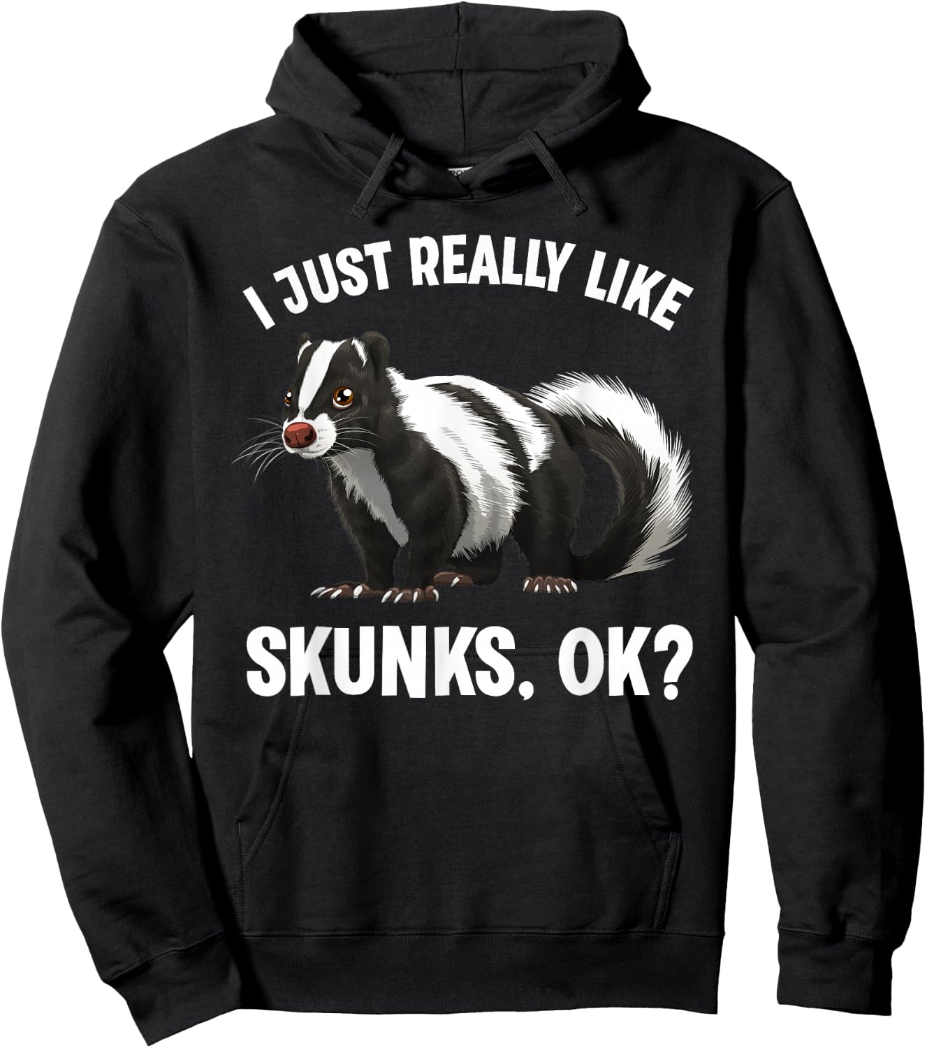 Cool Skunk Art Women Kids Skunk Animal Skunk Lovers Hoodie - Hoodie | Black