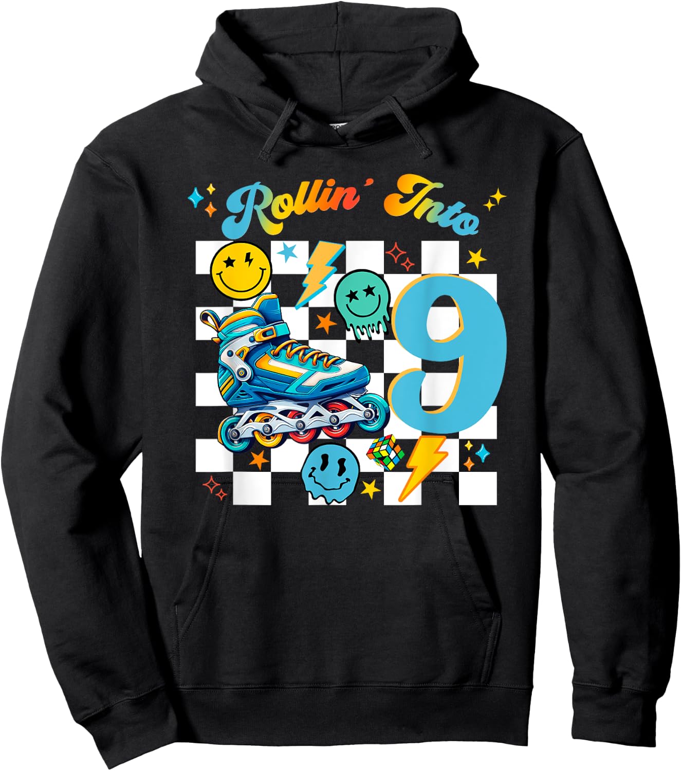 Roller Skating Birthday Dude Boy Roller Skates Retro Party Hoodie - Hoodie | Black