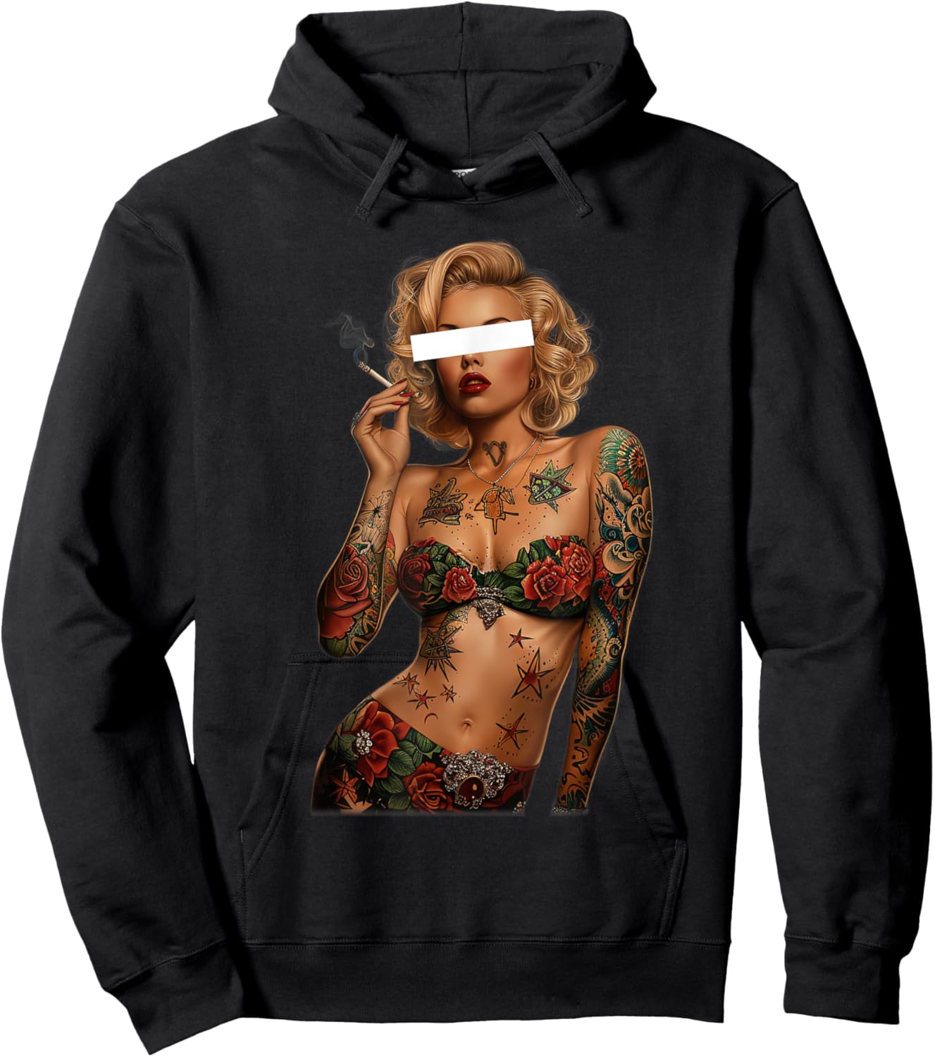 Retro Pinup Sexy Tattoo Girl Hoodie - Hoodie | Black