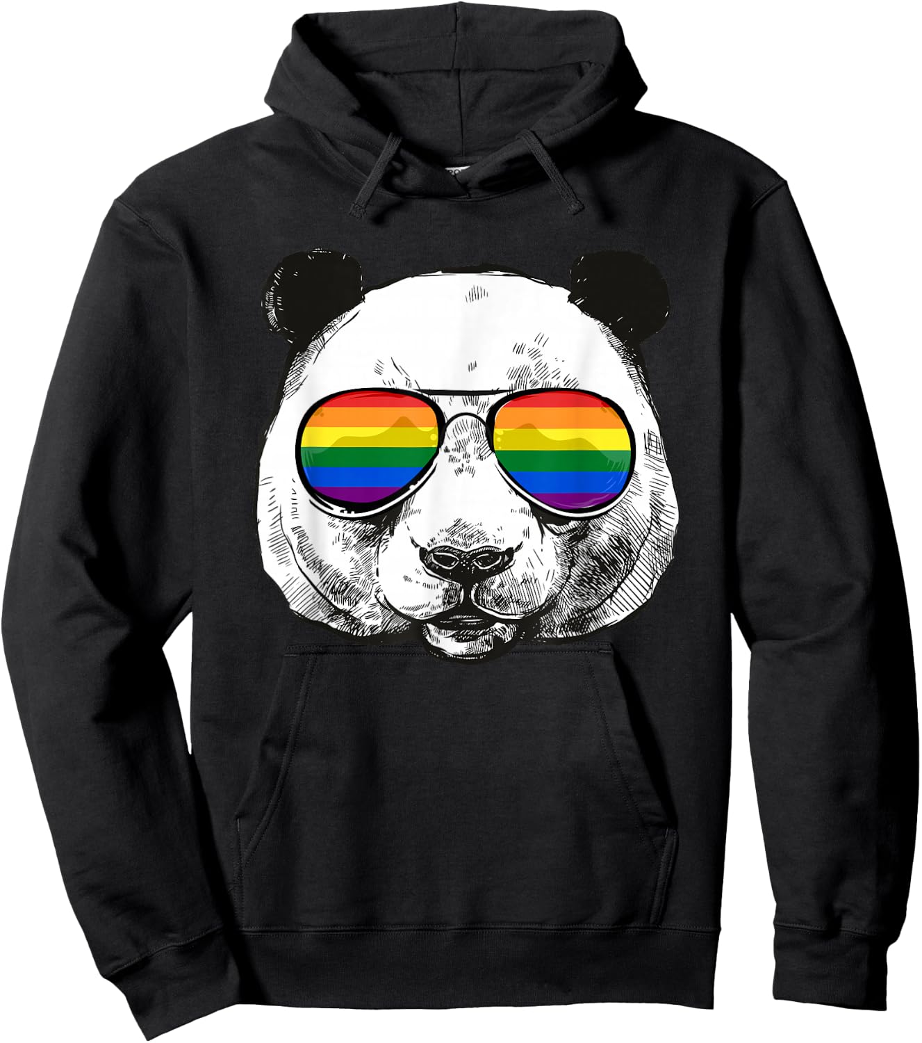 Panda Gay Pride Flag Sunglasses LGBTQ Animal Hoodie - Hoodie | Black