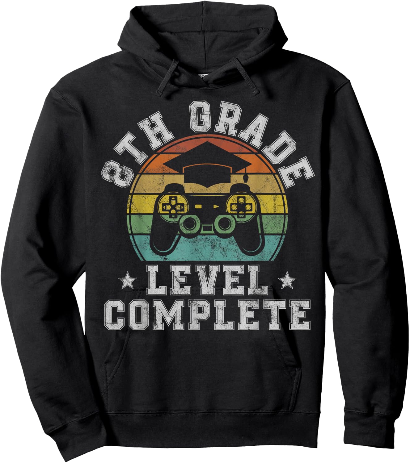 8th Grade Level Complete Eighth Grade Graduation Video Gamer Hoodie - Hoodie | Black