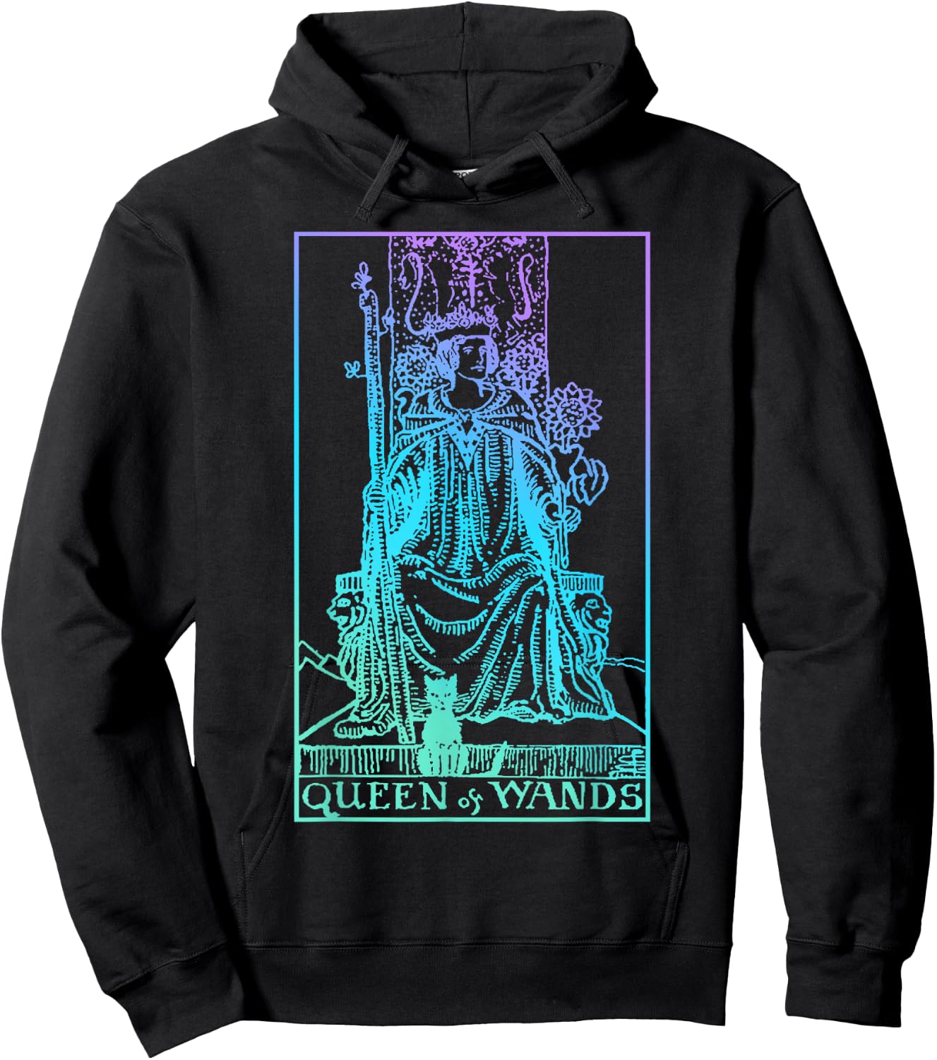 Queen of Wands Tarot Card Rider Waite Witchy Hoodie - Hoodie | Black