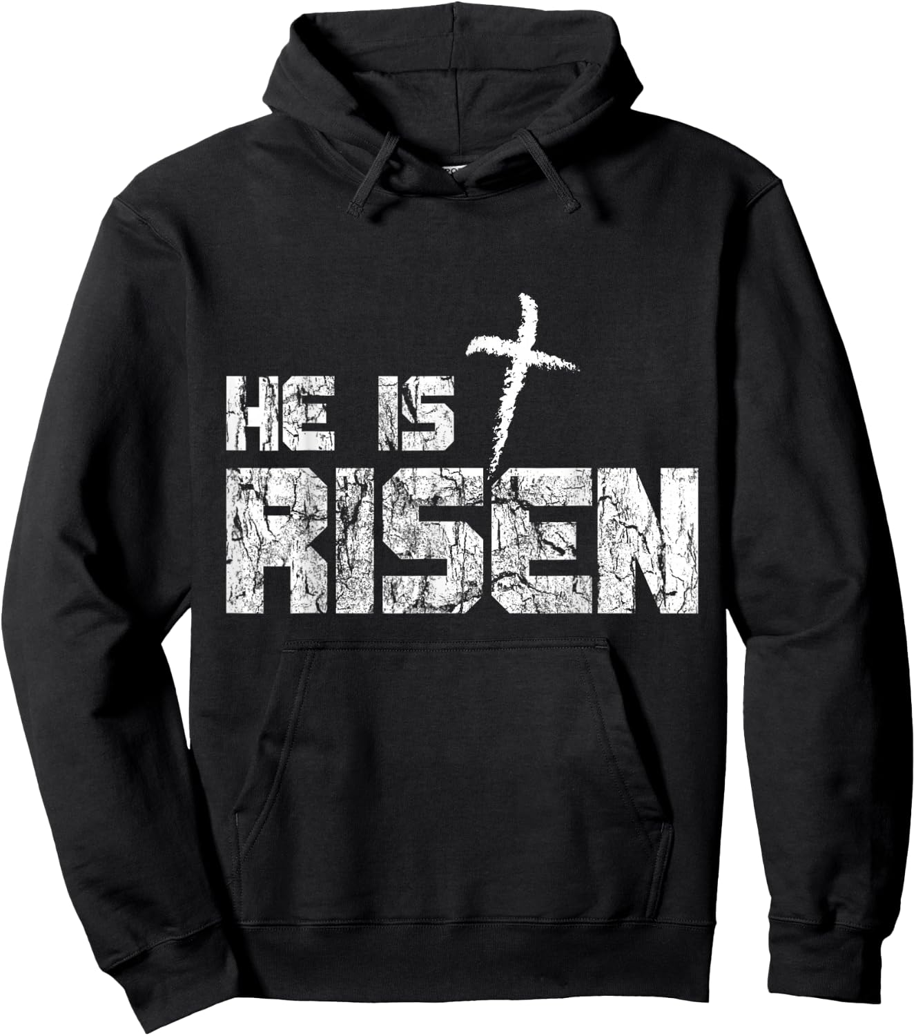 He is Risen Vintage Distressed Hoodie - Hoodie | Black