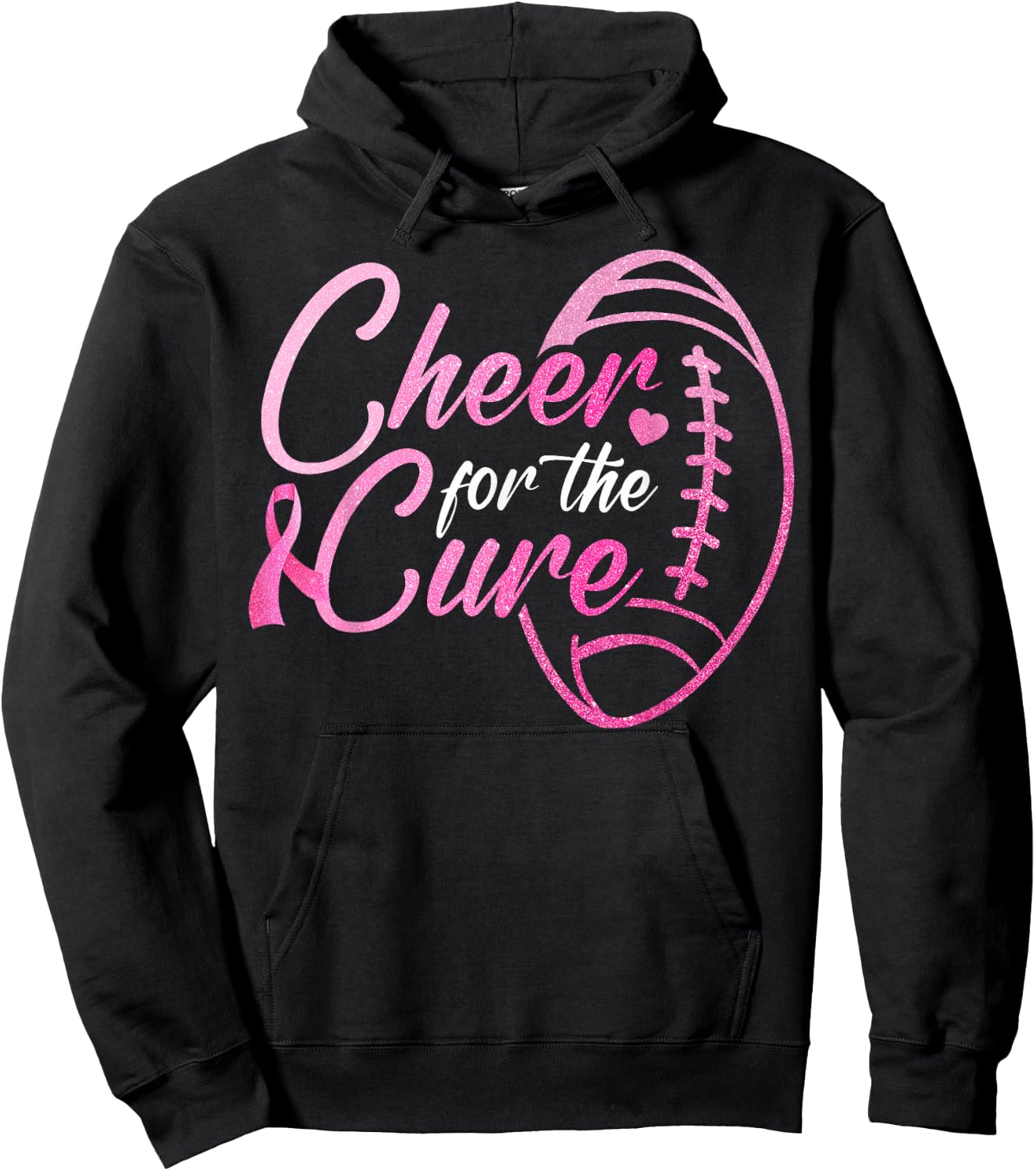 Cheer For The Cure Football Fan Breast Cancer Awareness Hoodie - Hoodie | Black