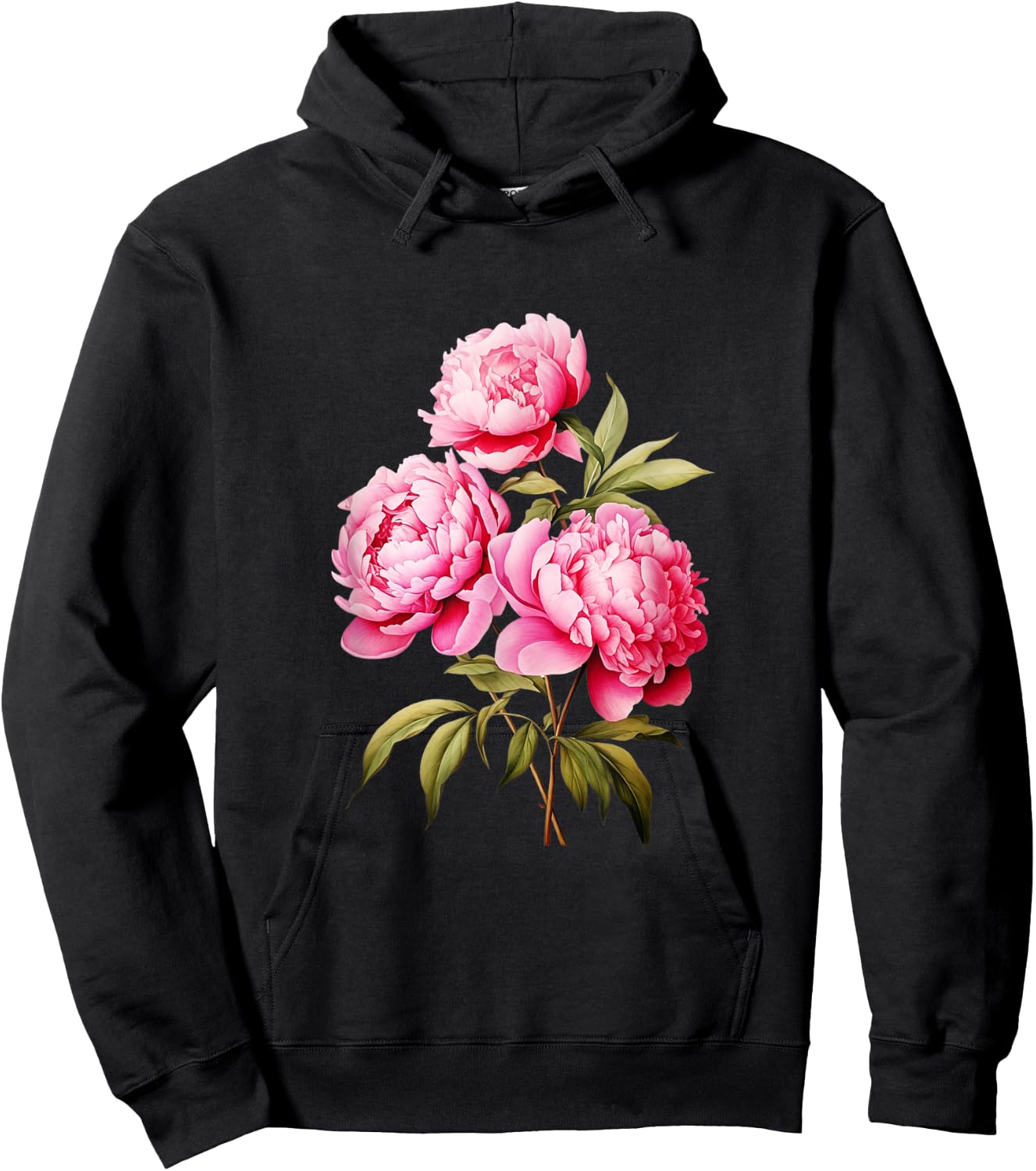 Peony Shirt Beautiful Pink Peonies Flowers Hoodie - Hoodie | Black