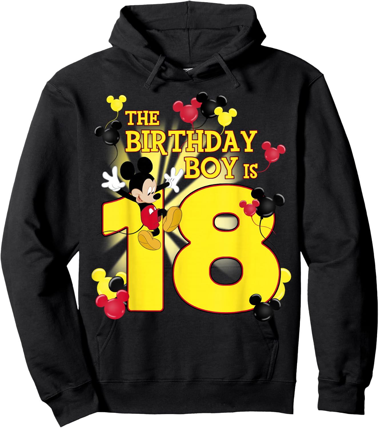 Disney Mickey And Friends Mickey 18th Birthday Boy Hoodie - Hoodie | Black