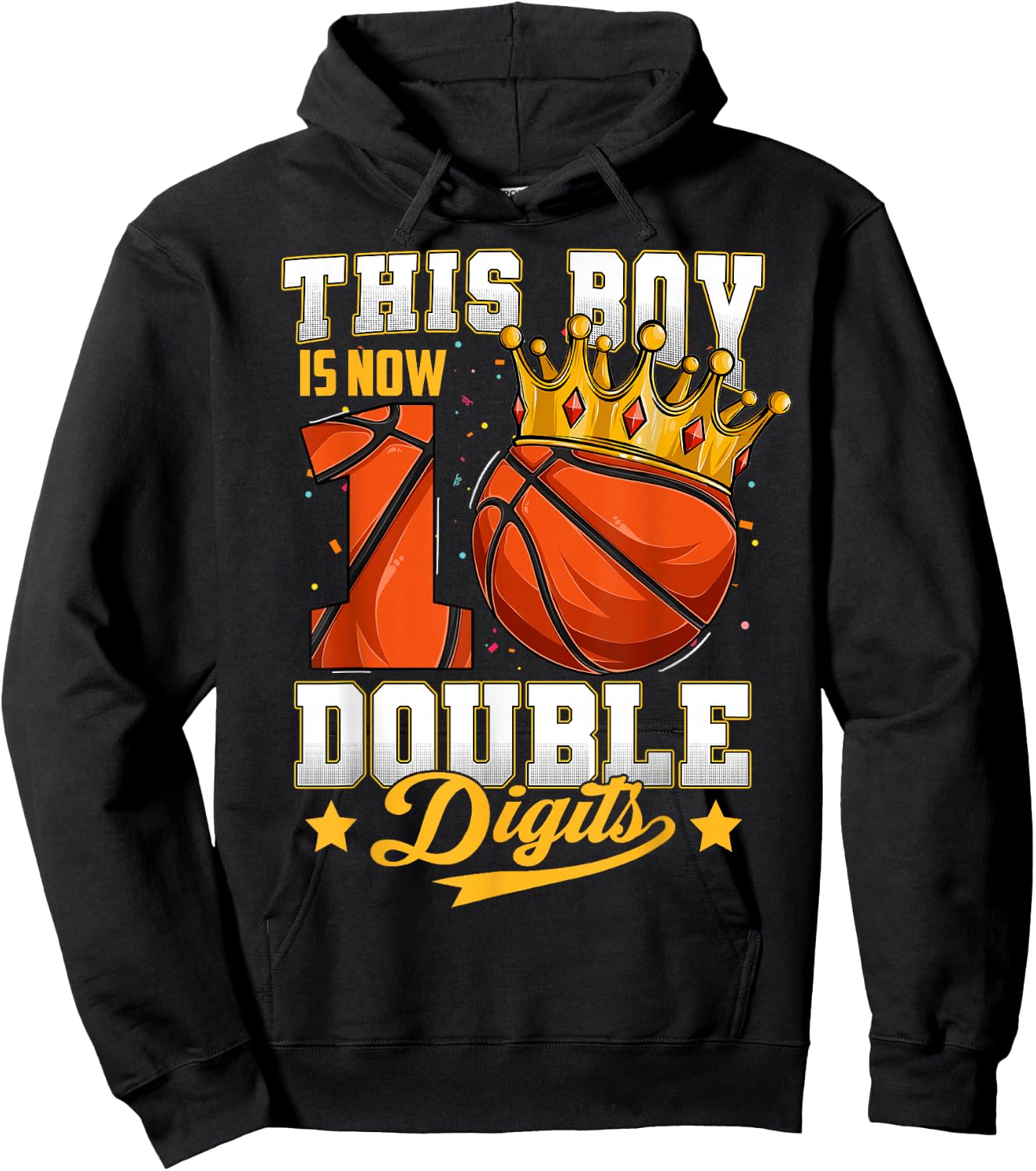 This Boy Double Digits Ten Basketball 10 Year Old Birthday Hoodie - Hoodie | Black