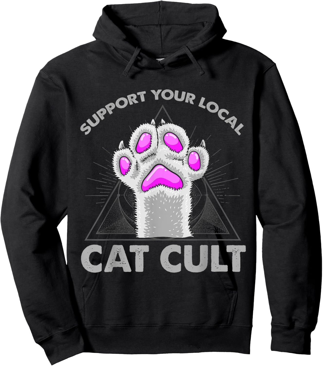 Goth Evil Cat T Shirt Support Your Local Cat Cult Satanic Men Women Girls Kids Hoodie - Hoodie | Black
