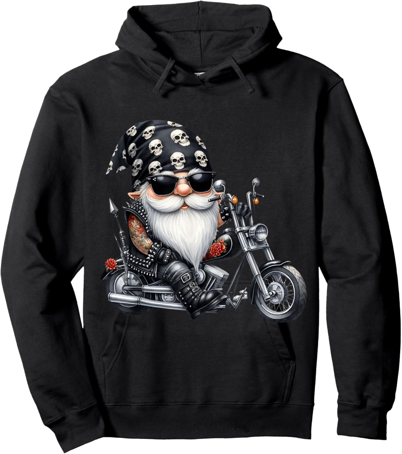 Cool Motorcycle Gnome Graphic For Retired Biker Dad Life Hoodie - Hoodie | Black