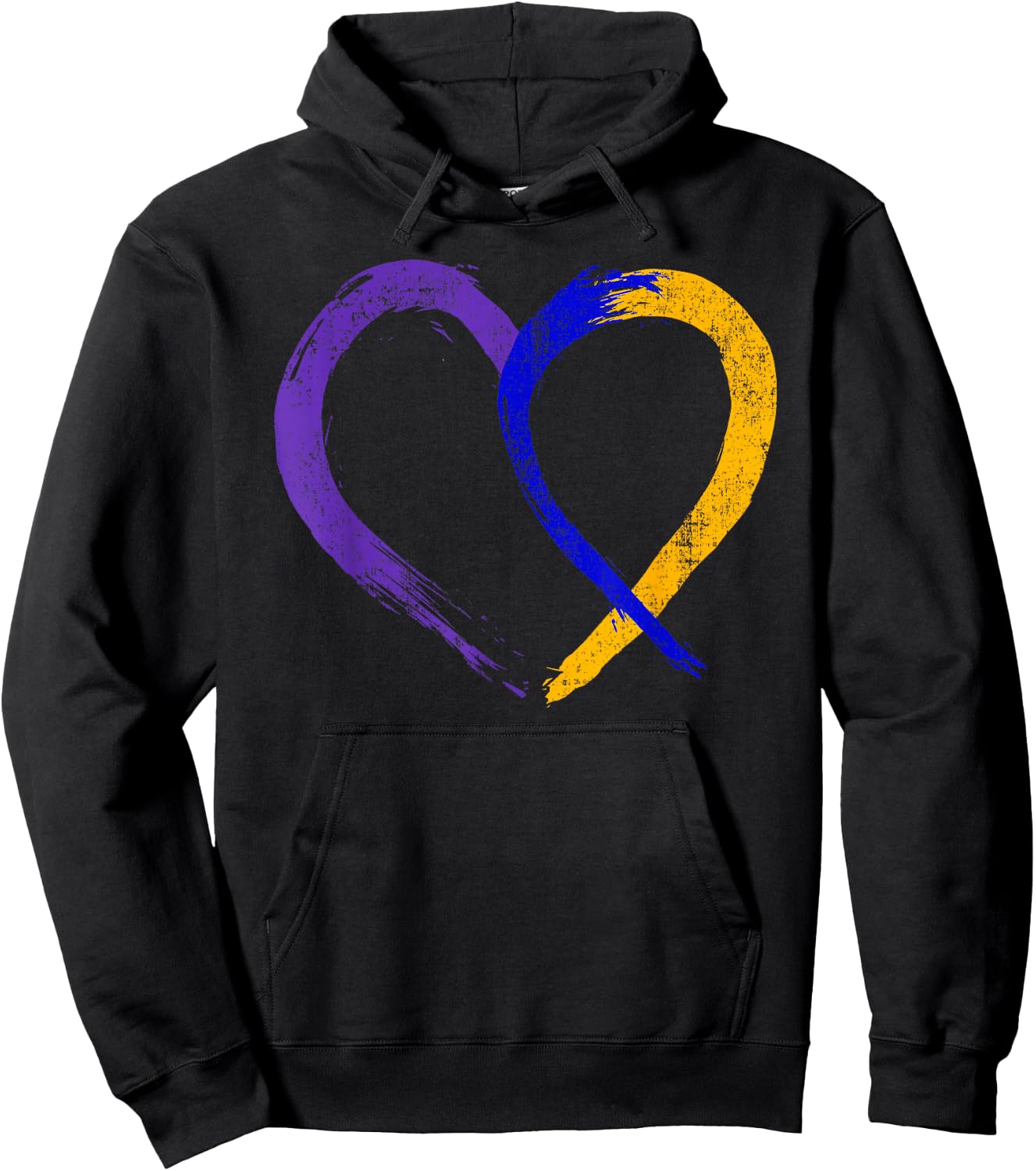 Ribbon Heart Bladder Cancer Purple Blue and Yellow Dysuria Hoodie - Hoodie | Black