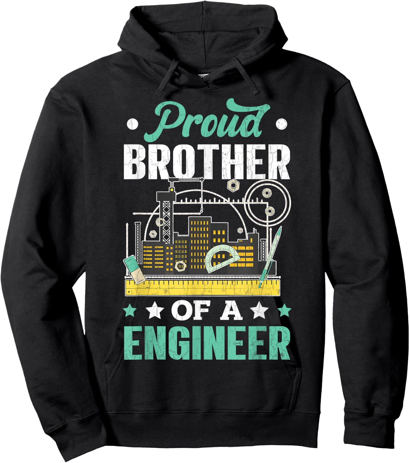 Proud Brother Of Engineer Funny Engineering Expert Graphic Hoodie - Hoodie | Black