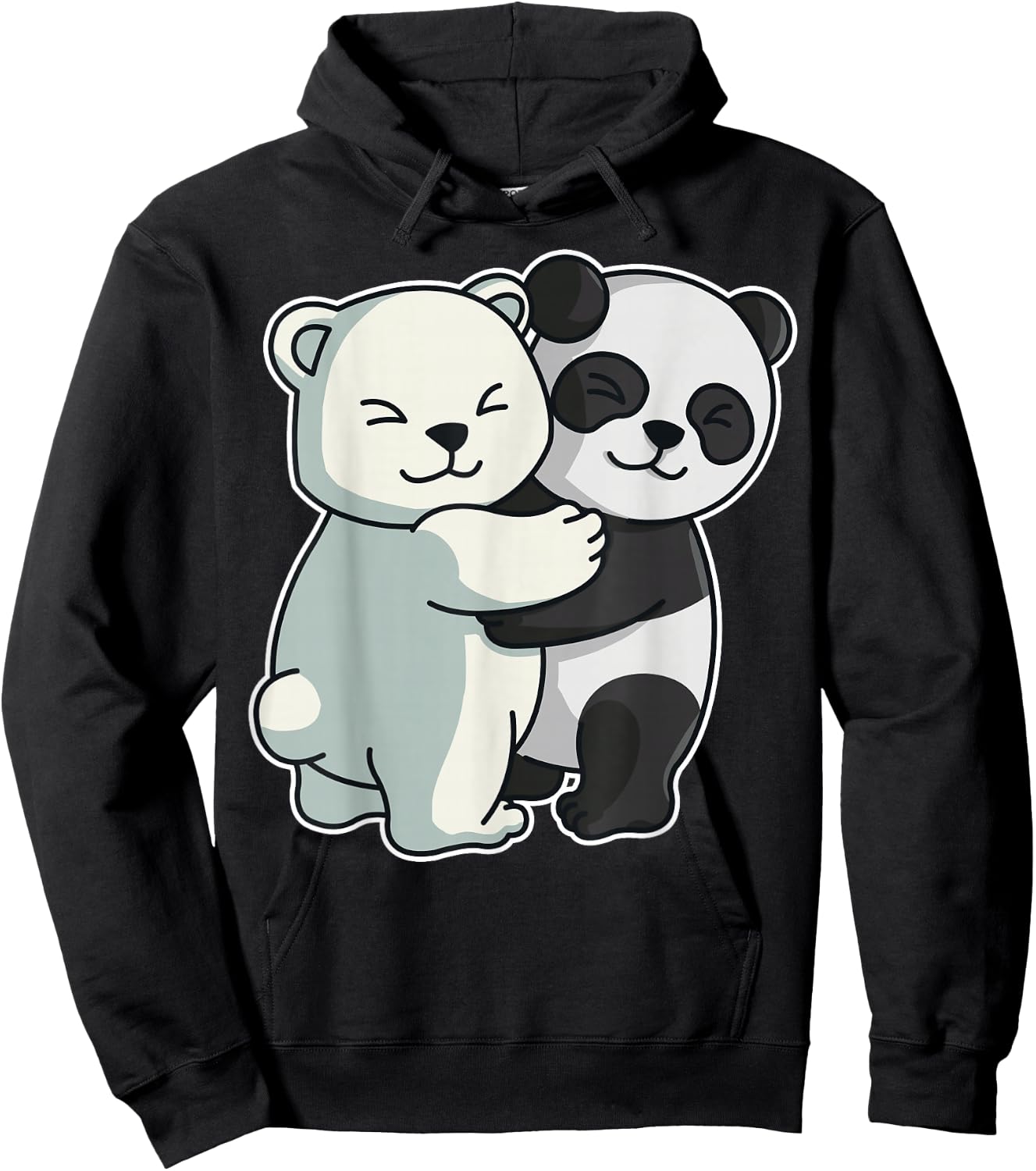 Icebear Panda cute Polar bear Hug Cuddle Animals Hugging Hoodie - Hoodie | Black