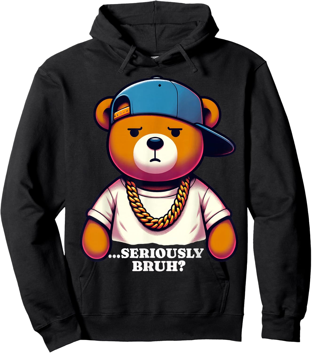 Seriously Bruh Meme Hip Hop Teddy Bear Funny Boys Teens Hoodie - Hoodie | Black