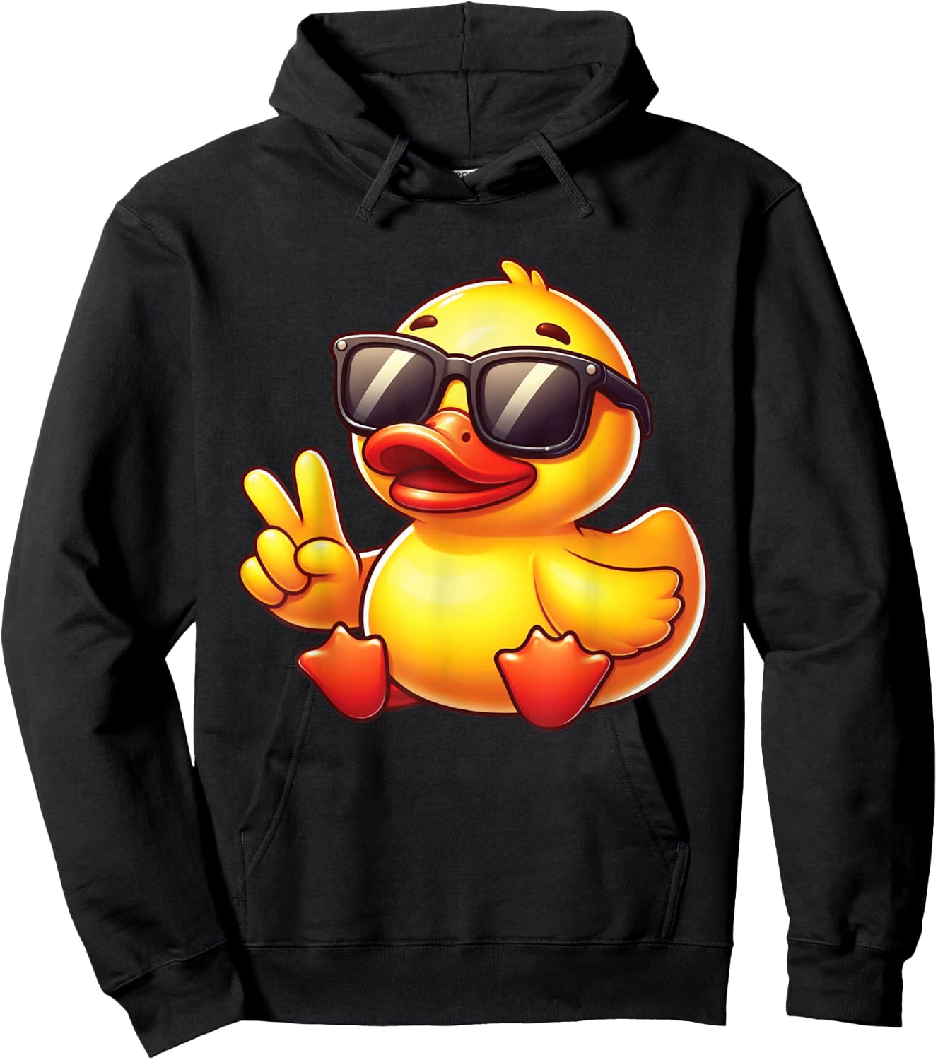 Cool Retro Yellow Rubber Duck in 70s 80s Funny Duck Hoodie - Hoodie | Black