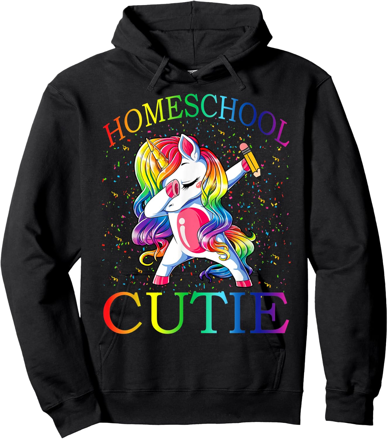 First Day Of School Homeschool Cutie Unicorn Hoodie - Hoodie | Black