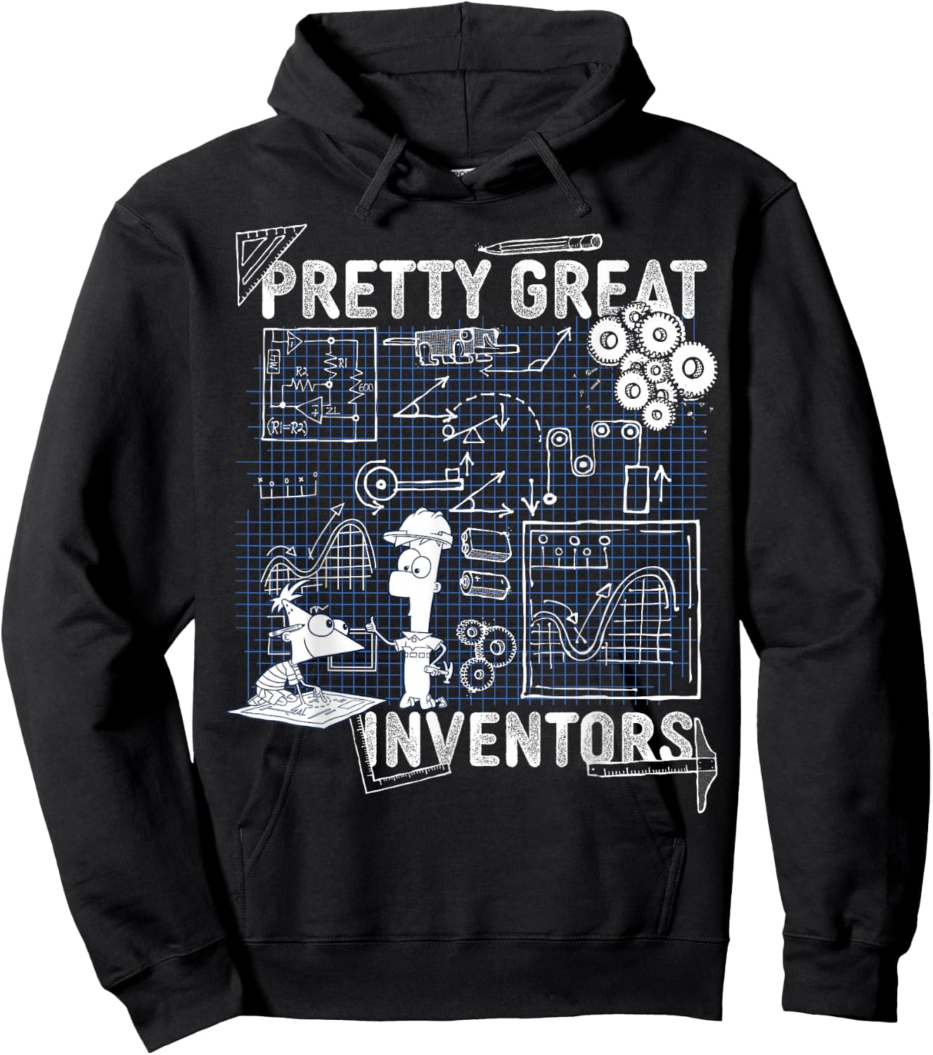 Disney Phineas and Ferb Inventions Schematic Hoodie - Hoodie | Black