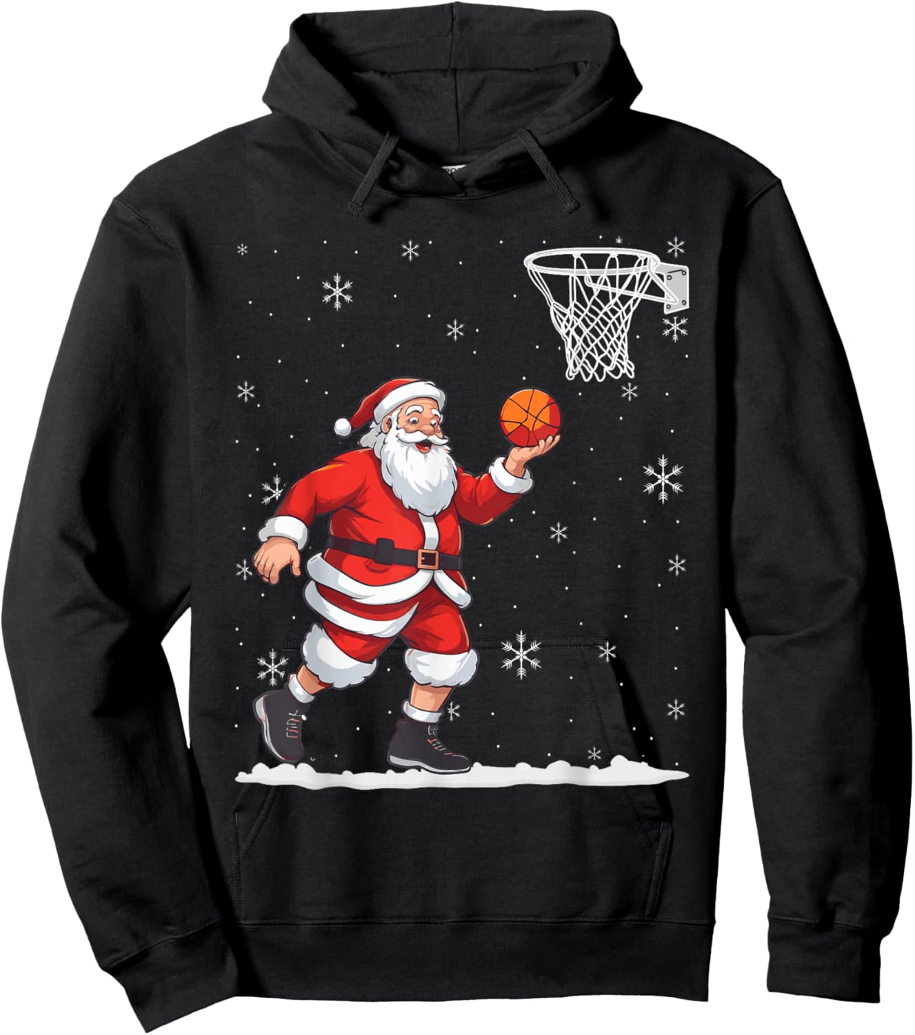 Basketball Christmas Men Boys Basketball Santa Claus Hoodie - Hoodie | Black