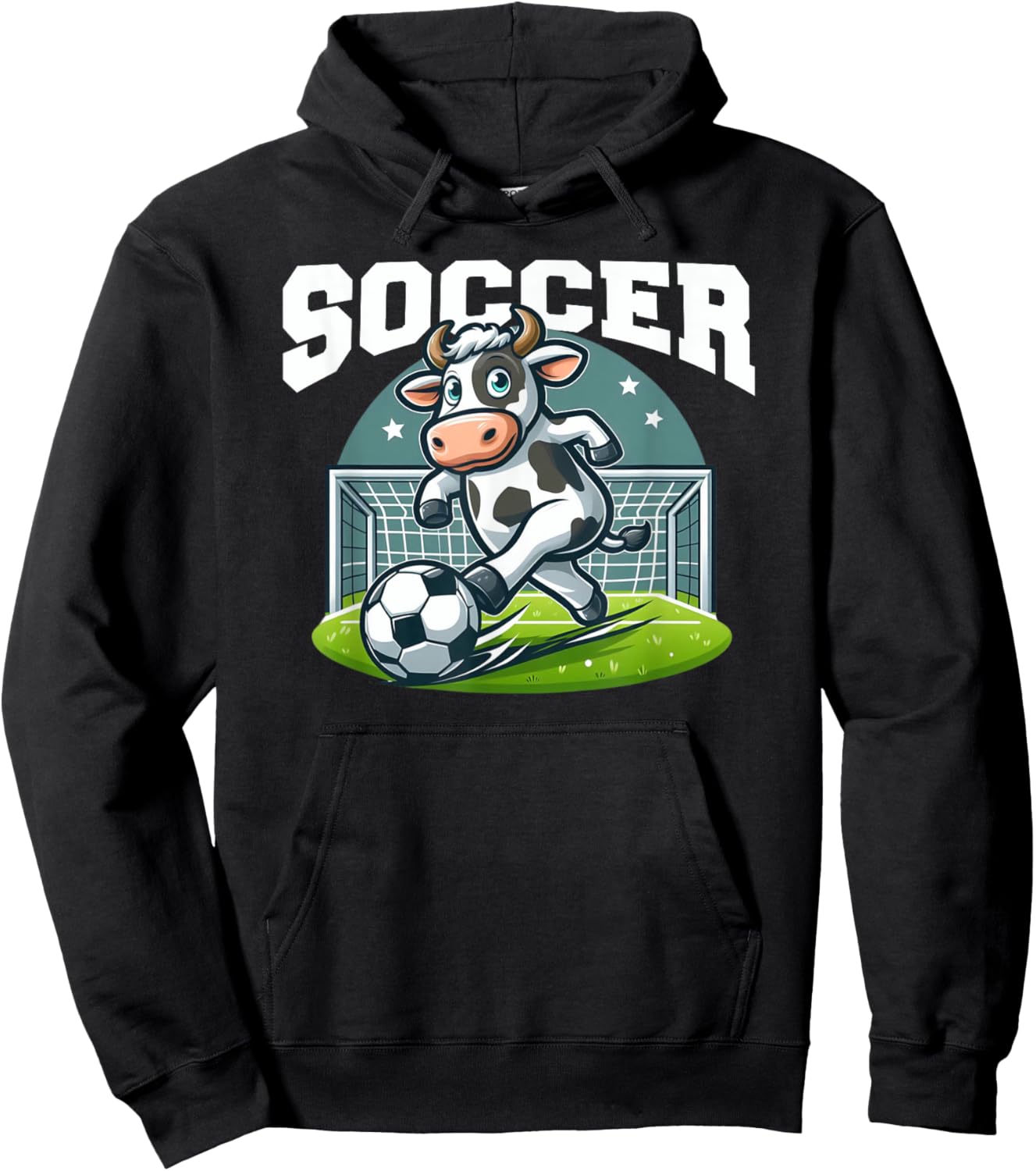 Soccer Cow Playing Soccer Games Hoodie - Hoodie | Black