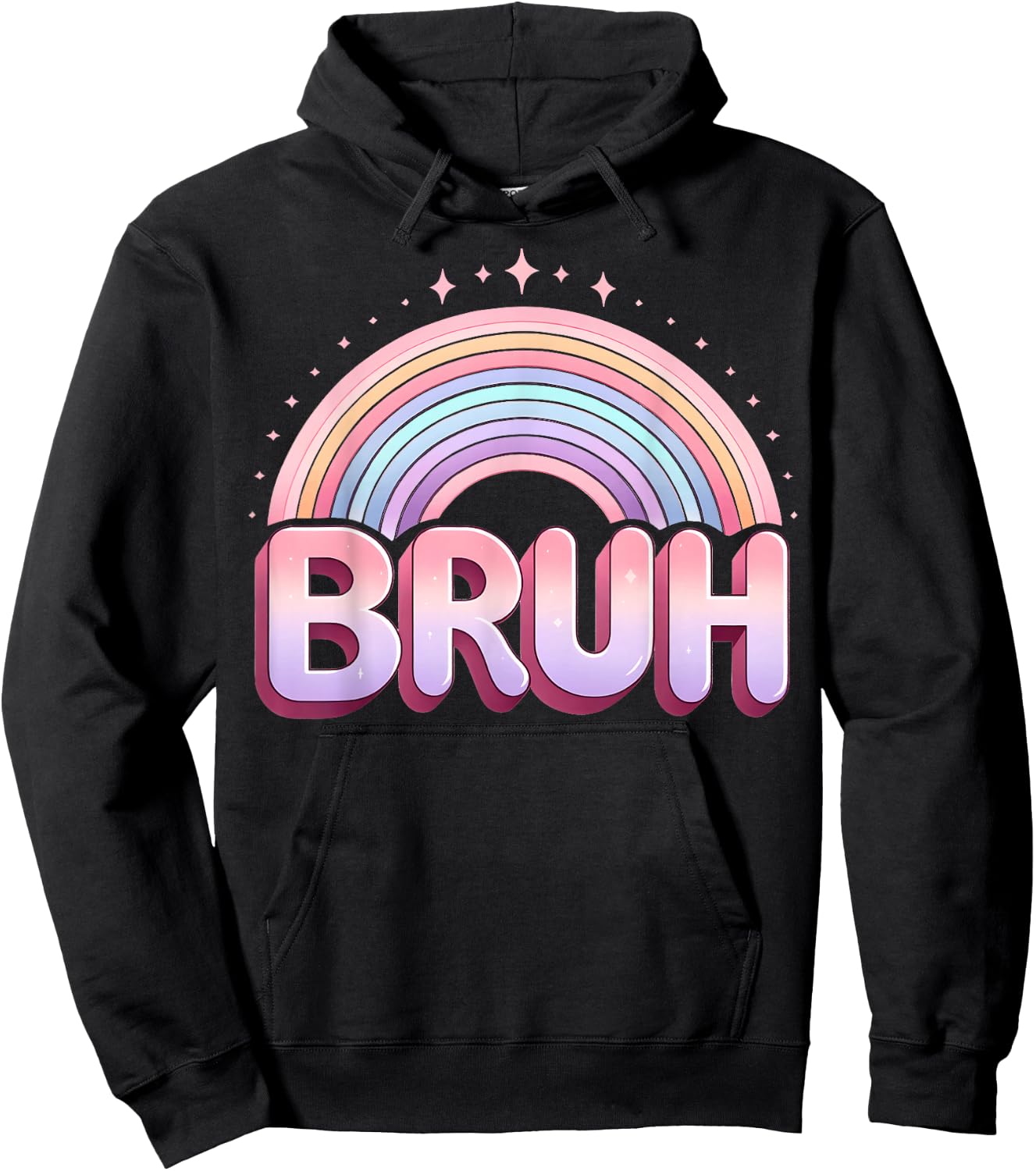 Funny Bruh Women Girls Youth Bruh Rainbow Cute For Kids Hoodie - Hoodie | Black