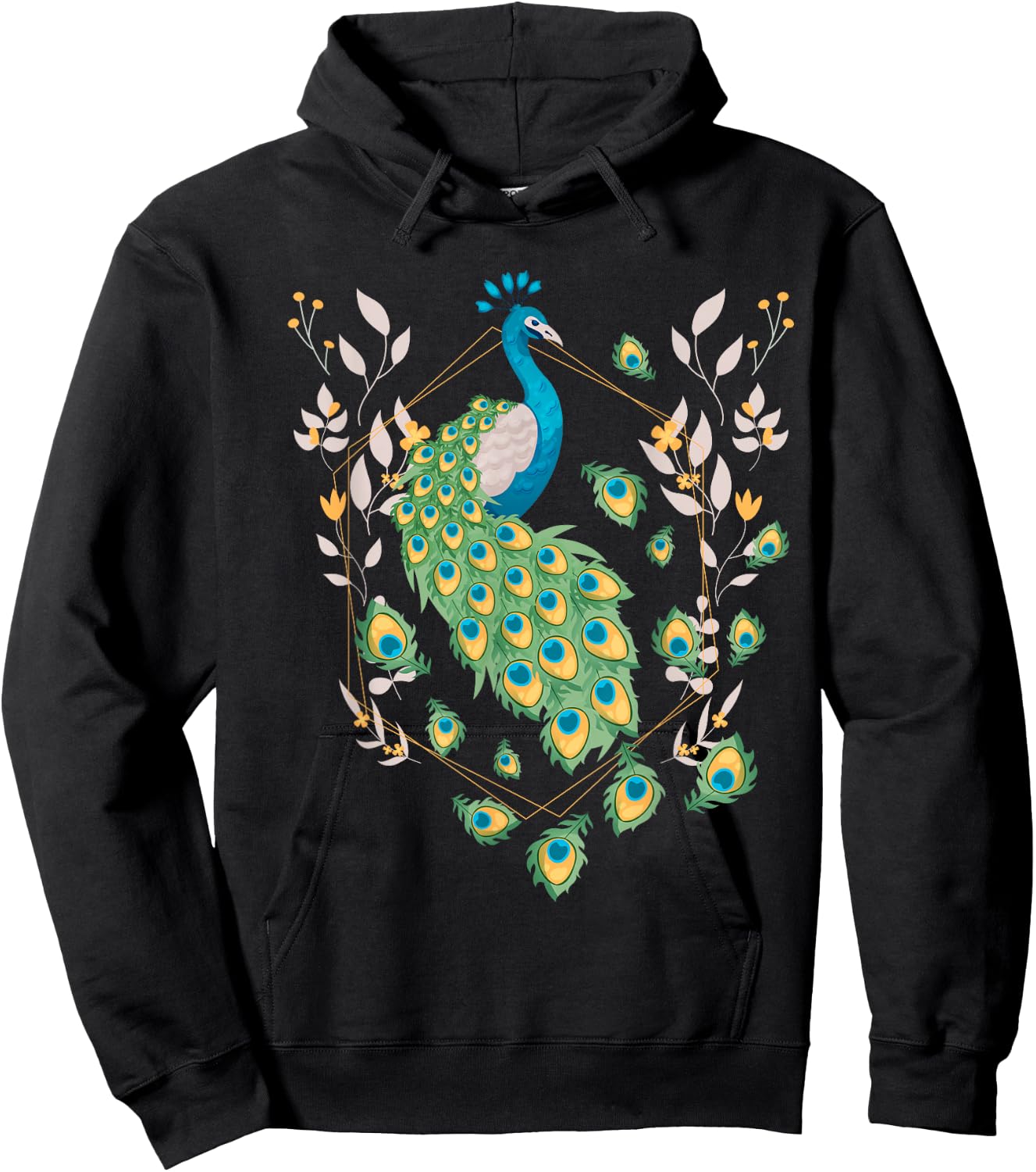 Colorful Peacock Hoodie - Hoodie | Black