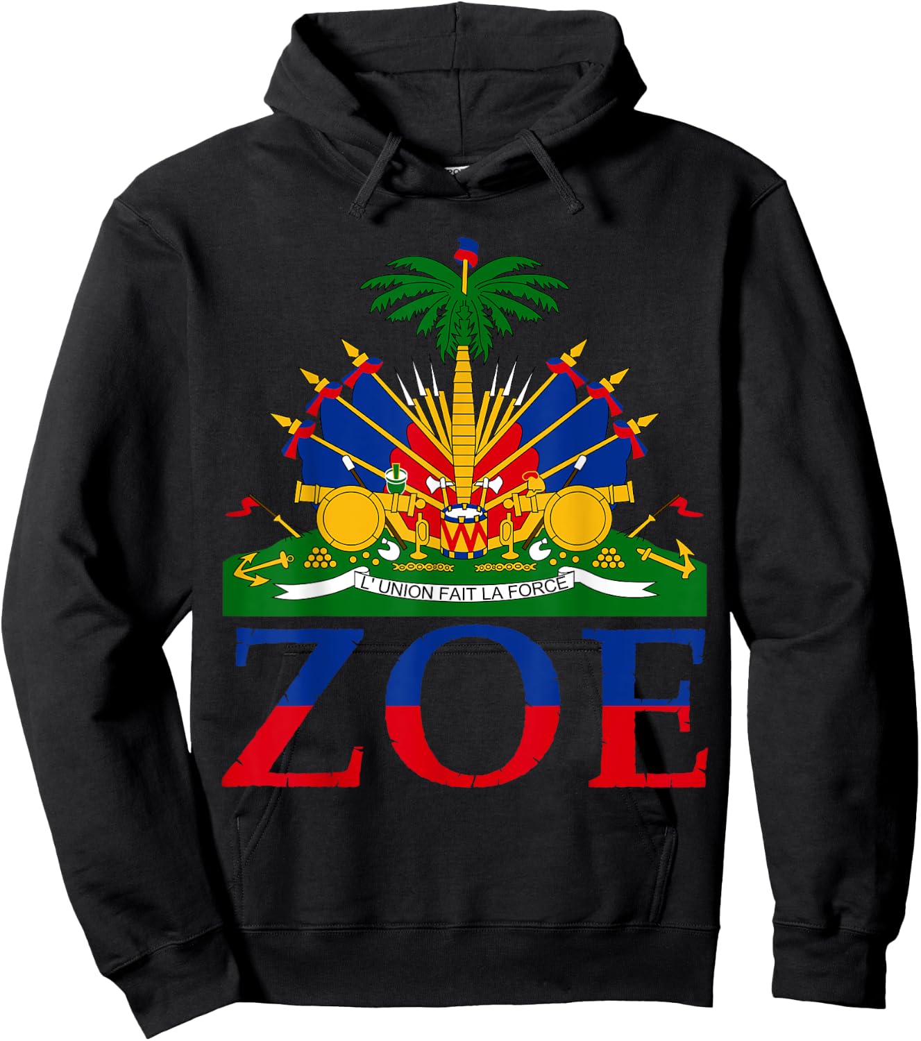 Zoe | Cute Haiti Honored Flag Day Gift Hoodie - Hoodie | Black