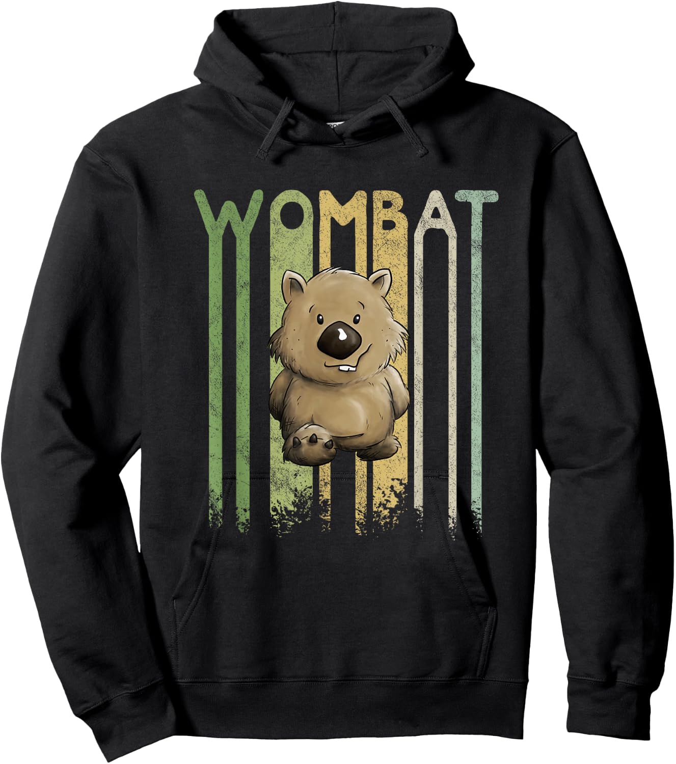 Funky Retro Style Cute Cartoon Marsupial Wombat Hoodie - Hoodie | Black