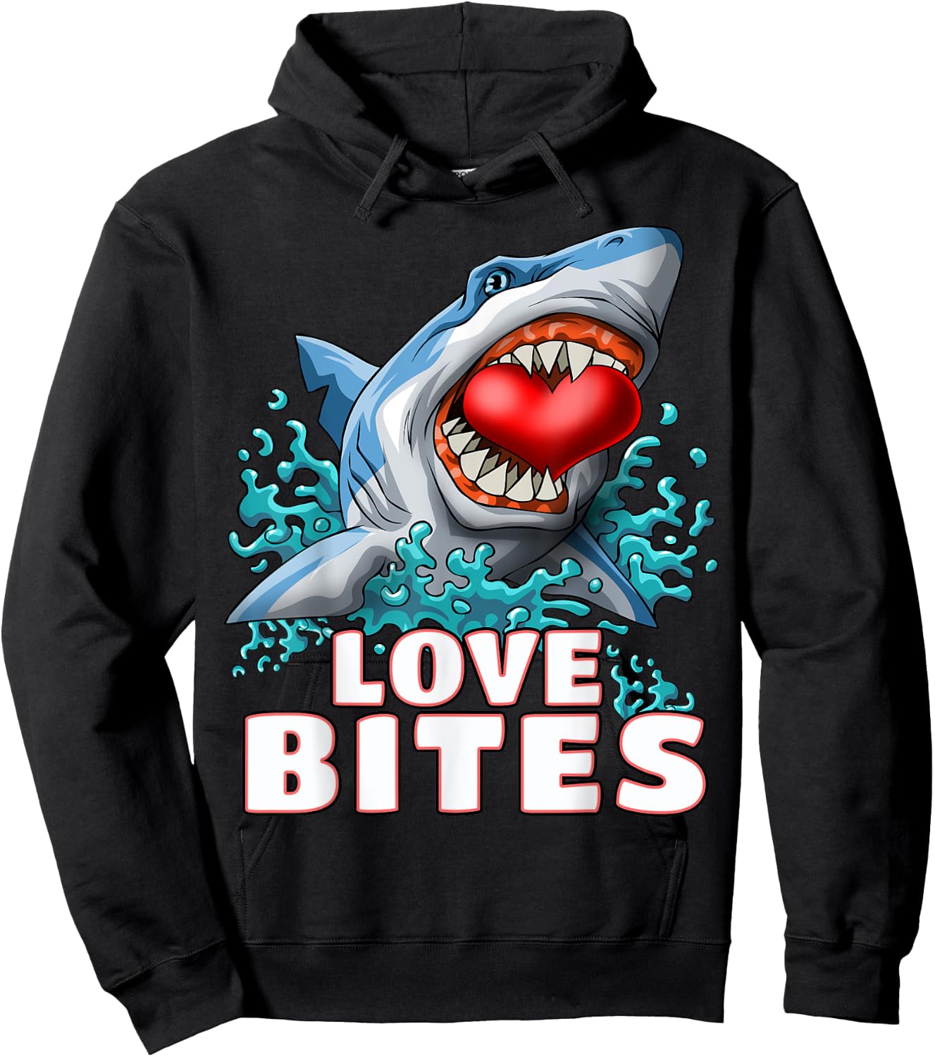 Love Bites Shark Valentines Day Shark Kids Men Jawsome Gift Hoodie - Hoodie | Black