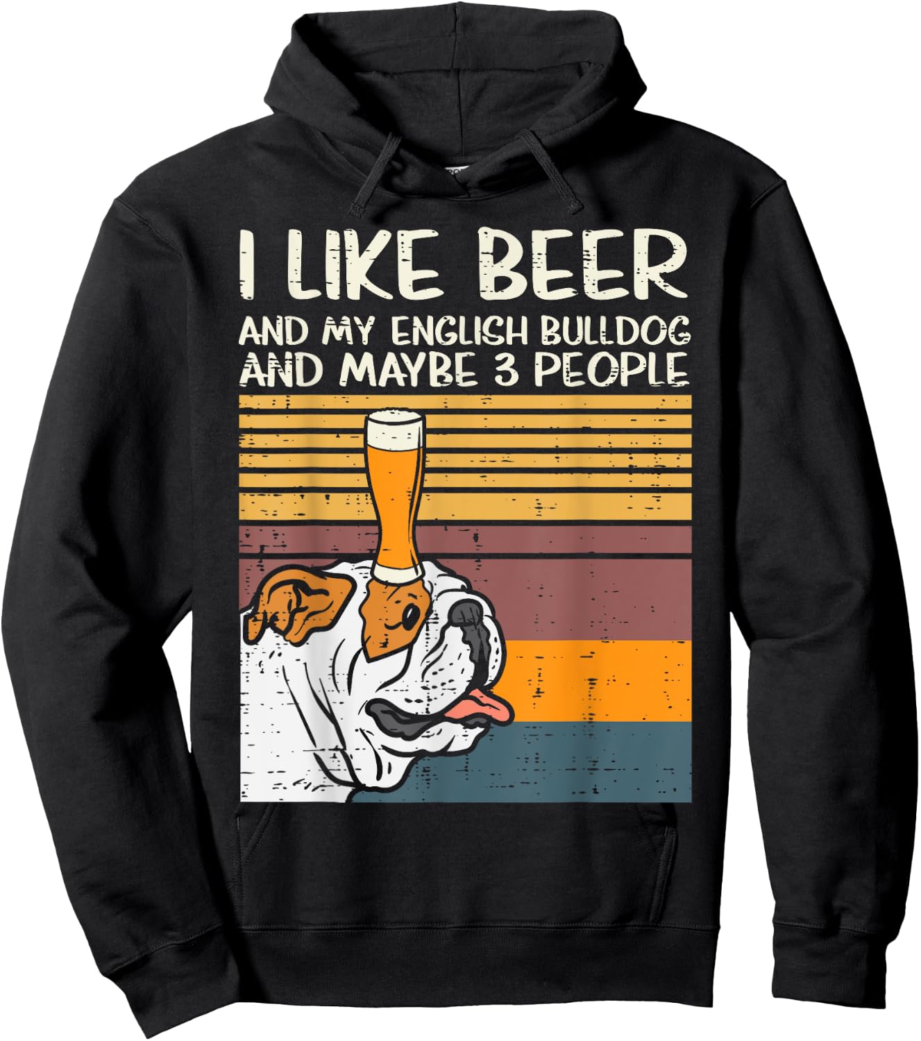 Beer English Bulldog 3 People Funny Drinking Dog Lover Gift Hoodie - Hoodie | Black