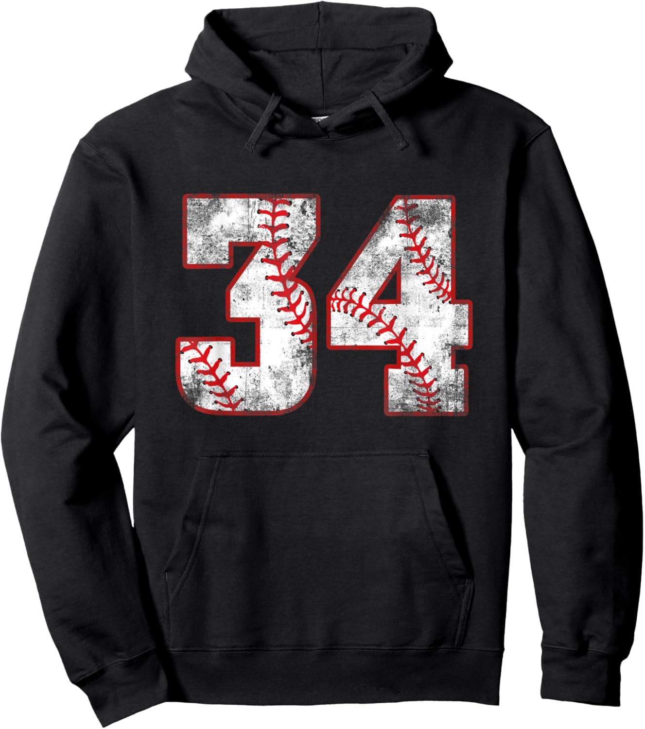 Vintage Baseball 34 Jersey Number Hoodie - Hoodie | Black