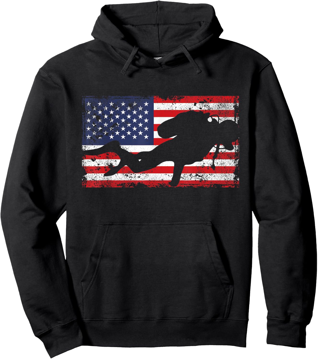 Scuba Diving USA Flag American Patriotic Divers Dive Patriot Hoodie - Hoodie | Black