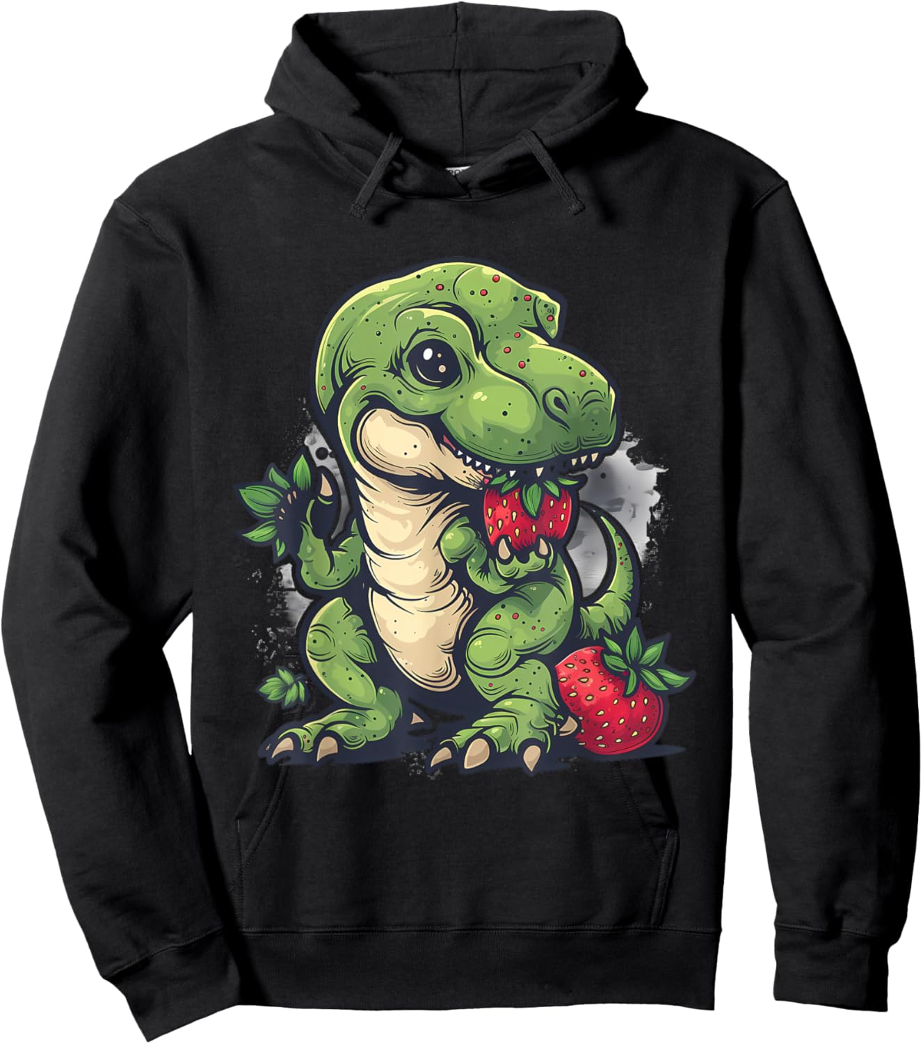 Strawberry Dinosaur Cute Dino Wildlife Strawberries T-Rex Hoodie - Hoodie | Black