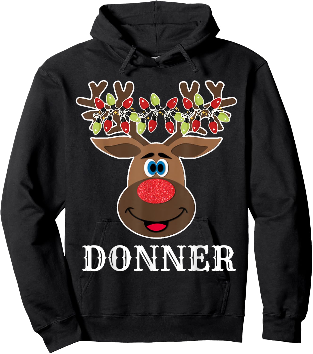 Santa Reindeer Donner Xmas Group Costume Hoodie - Hoodie | Black