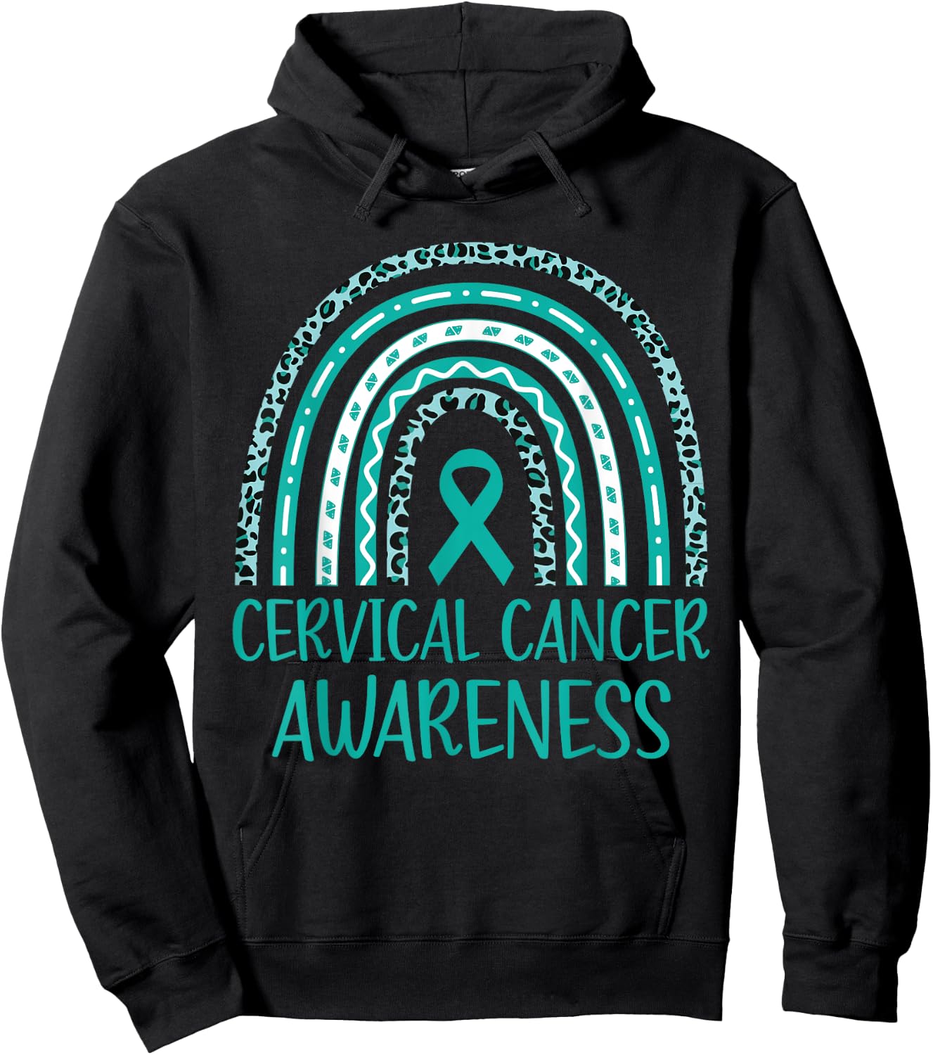 In January We Wear Teal and White Cervical Cancer Awareness Hoodie - Hoodie | Black