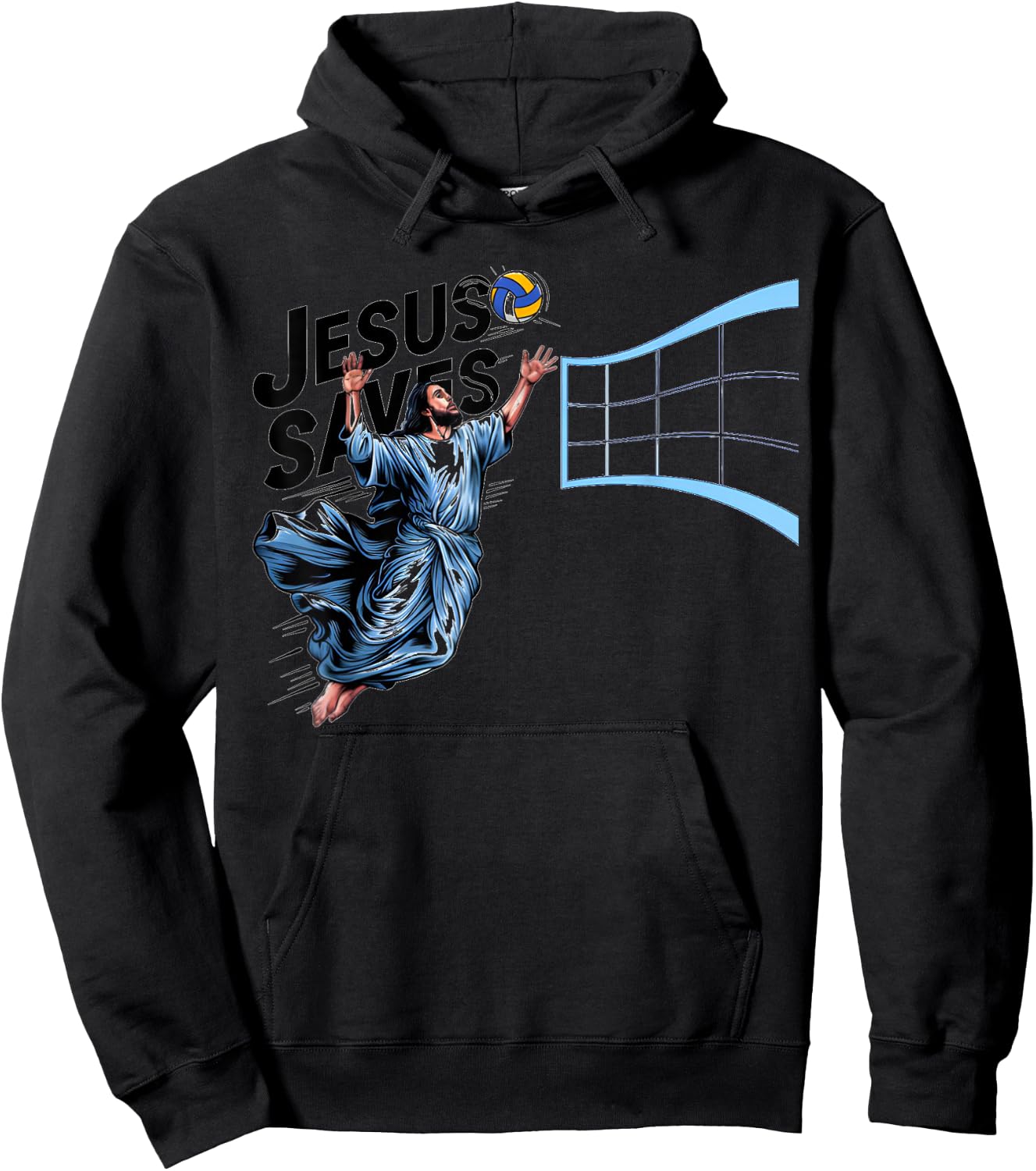 Jesus Volleyball Saves Funny Christian Faith Believer Hoodie - Hoodie | Black