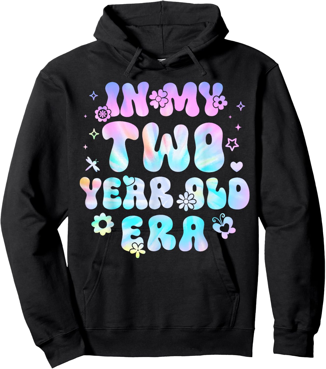 Groovy In My Two Year Old Era Girl 2nd Birthday 2 Yrs Old Hoodie - Hoodie | Black