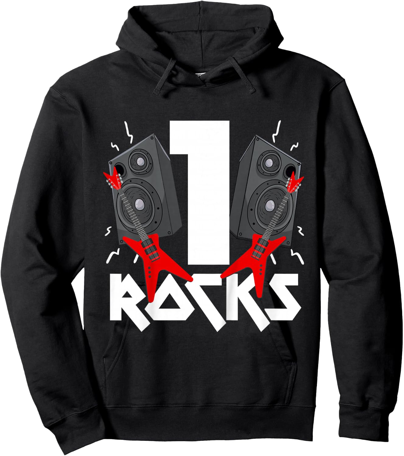 1 Rocks Birthday Party 1 Year Old Rock N Roll Star 1st Gift Hoodie - Hoodie | Black