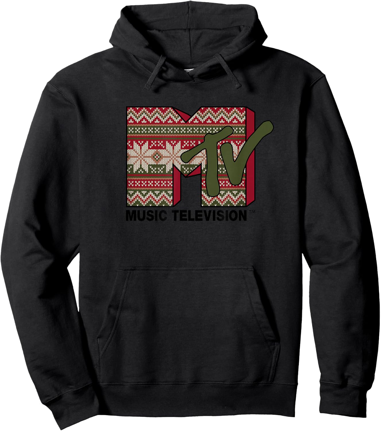 MTV Christmas Sweater Logo Hoodie - Hoodie | Black