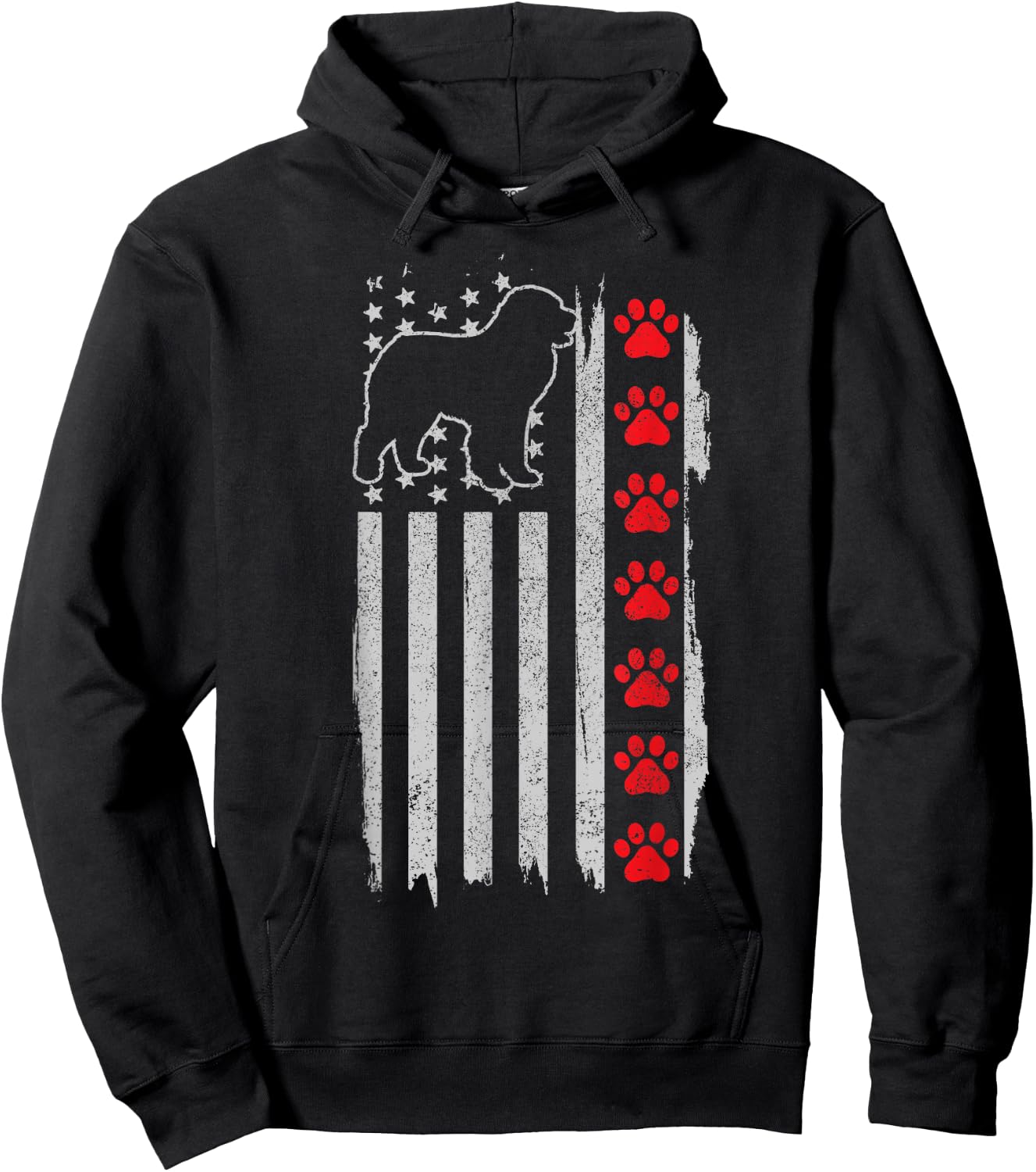 Pyrenees American Flag 4th of July Patriotic Dog Hoodie - Hoodie | Black