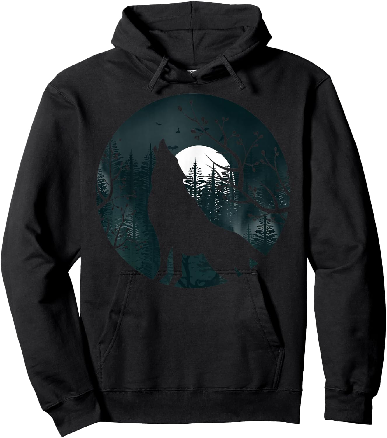 Wolf Howling at The Moon Wolf Silhouette Darkness Hoodie - Hoodie | Black