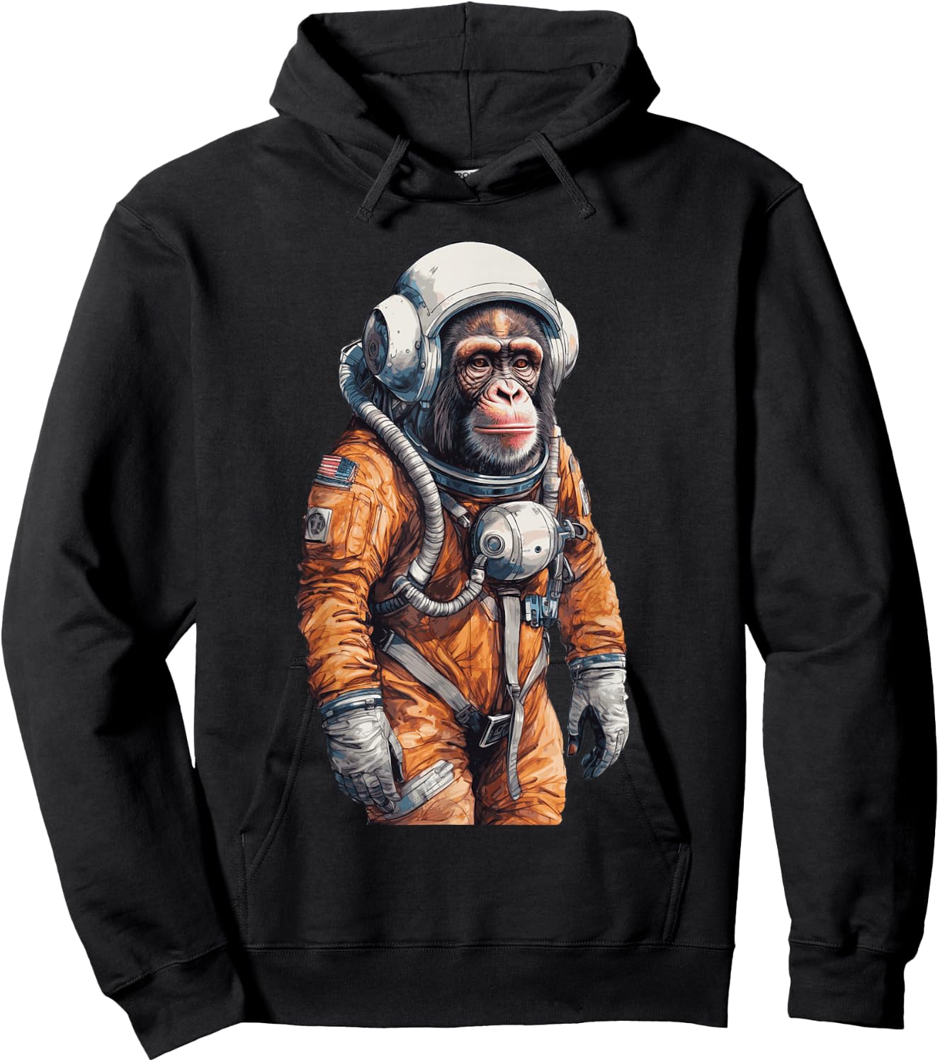 Monkey Astronaut Vintage Travel Spacesuit Cosmonaut Space Hoodie - Hoodie | Black