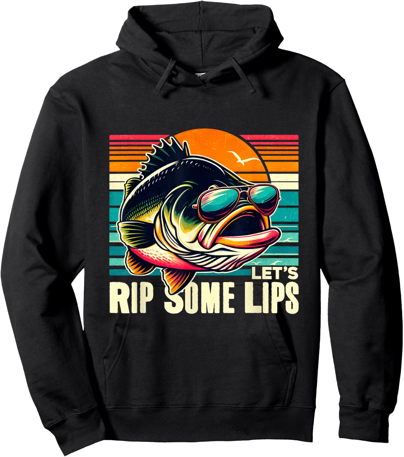Let's Rip Some Lips Funny Fishing Lovers Gifts Bass Fishing Hoodie - Hoodie | Black