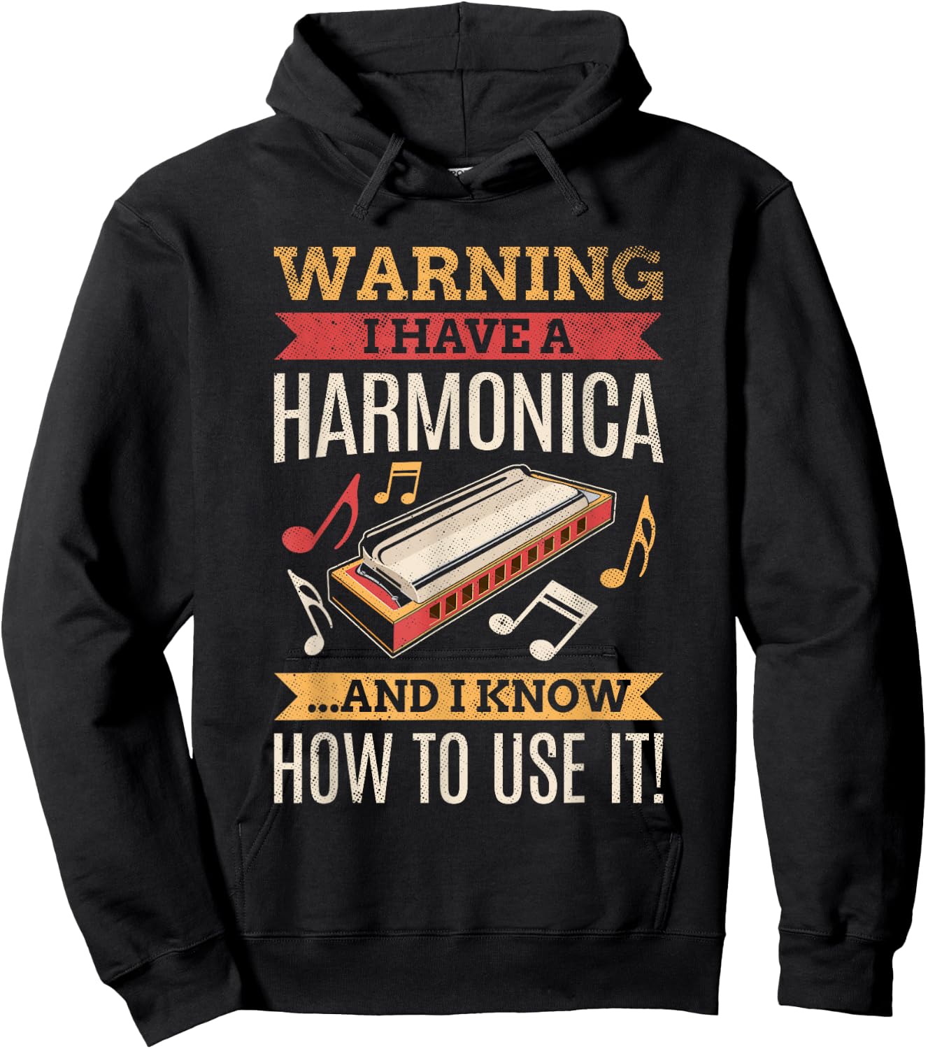 Harmonica Vintage Retro Harmonica Player Gift Hoodie - Hoodie | Black