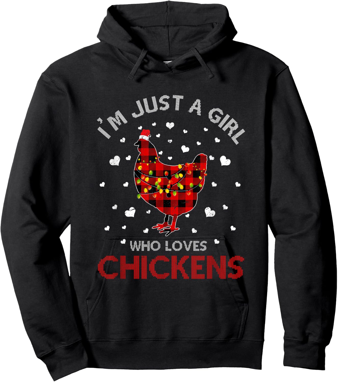 Just A Girl Who Loves Chicken Ugly Christmas Shirt Women Hoodie - Hoodie | Black