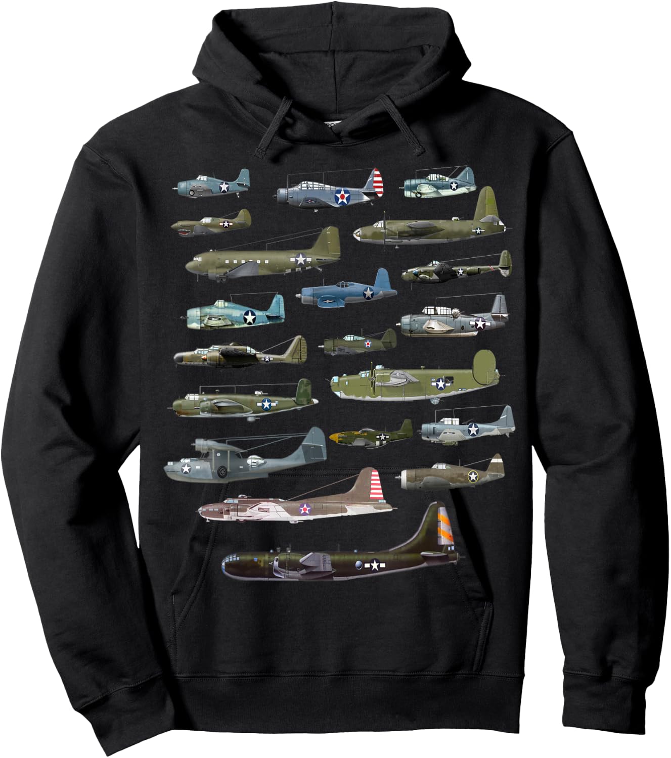 Military F&L Design Co. American WW2 Warplanes Warbirds Plane Spotting Hoodie - Hoodie | Black