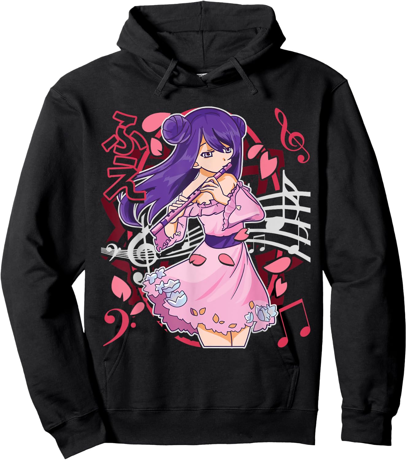 The Flutist | Anime Flute Musician Marching Band Manga Otaku Hoodie - Hoodie | Black