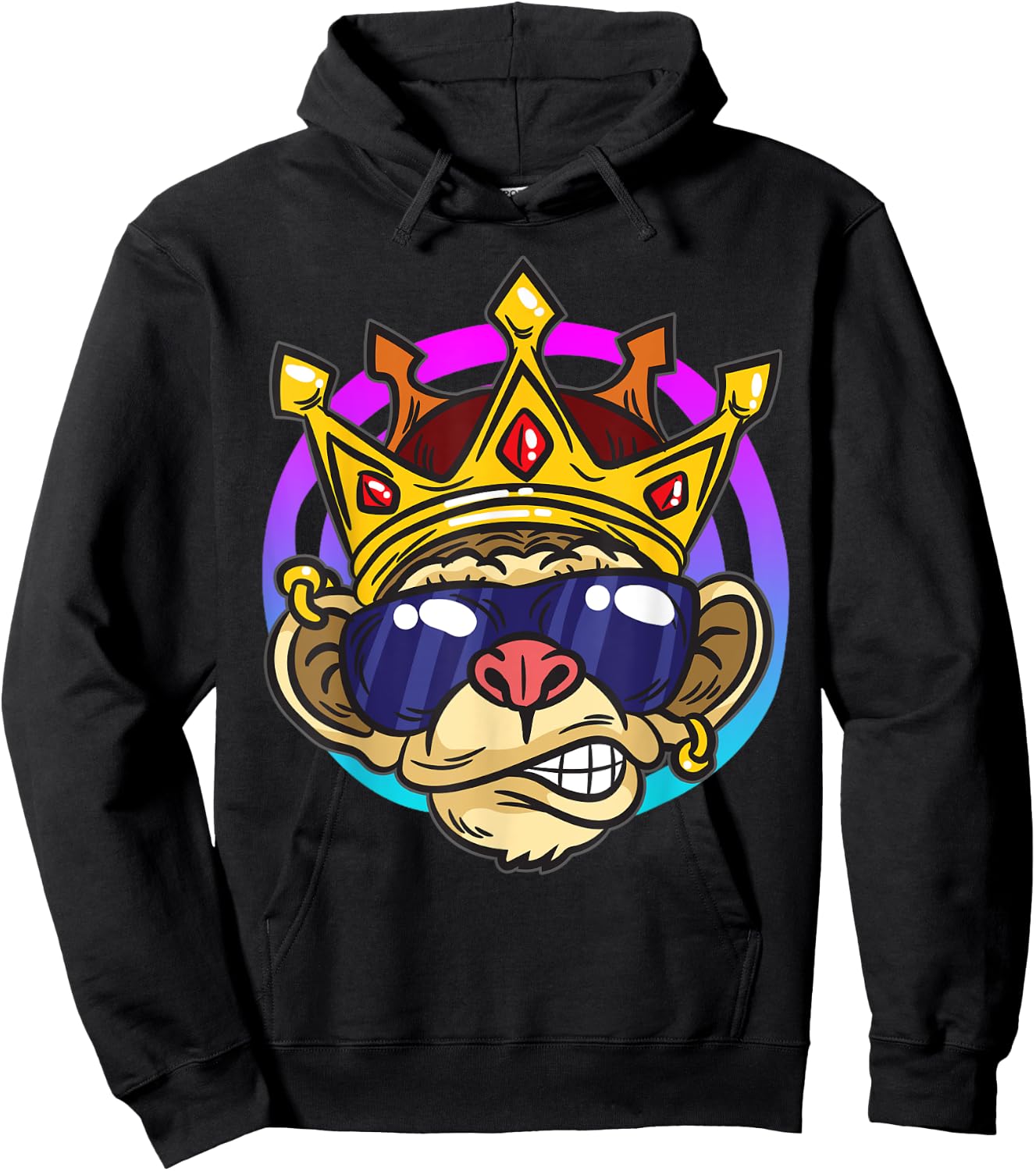 Chimpanzee King | Monkey Crown Ape Hoodie - Hoodie | Black